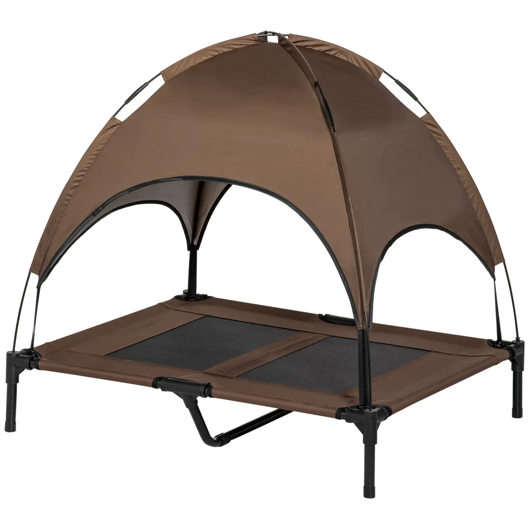 Elevated Dog Bed with Canopy, Portable Dog Cot, L Size, 36" x 30" x 35", Coffee - Image 11