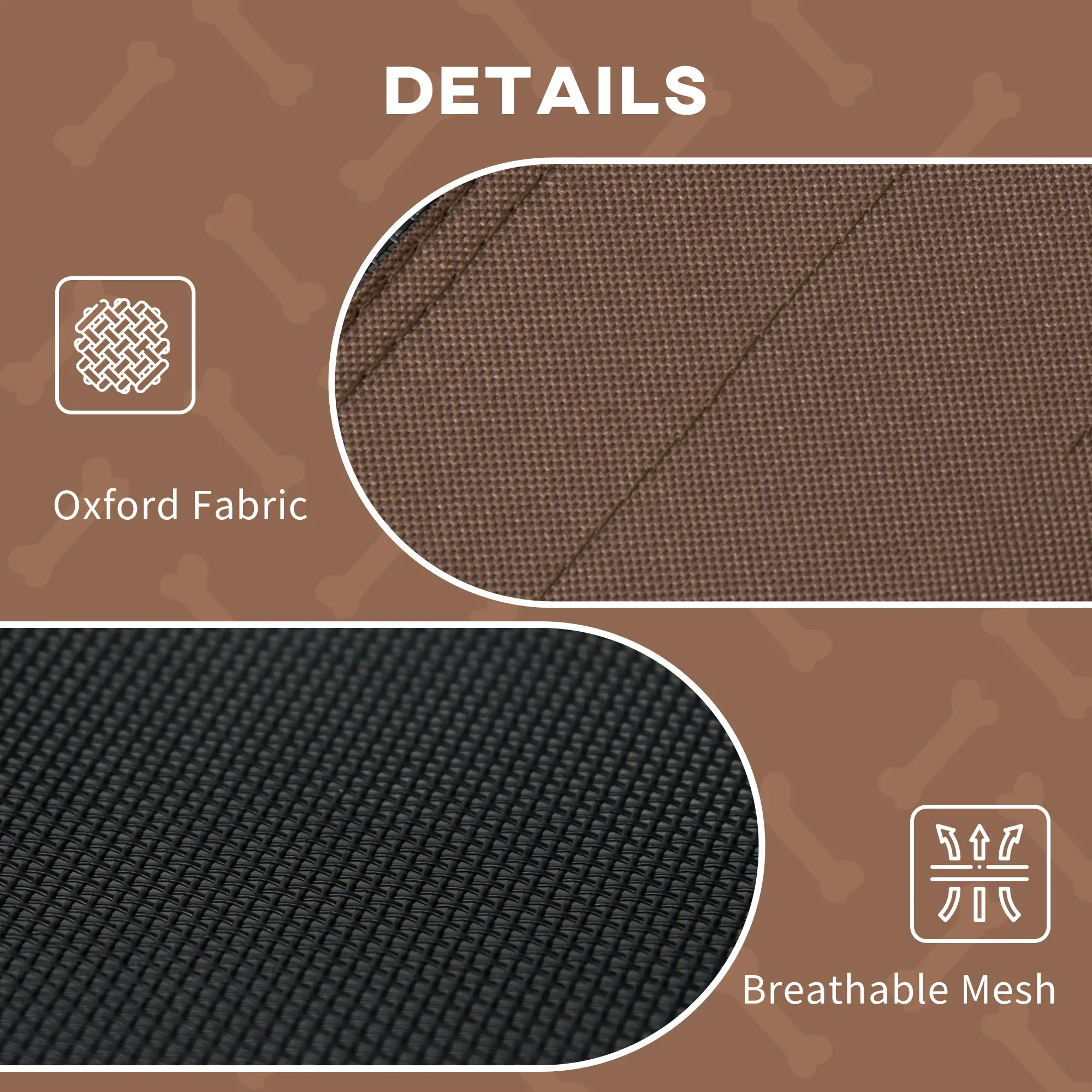 Elevated Dog Bed with Canopy, Portable Dog Cot, L Size, 36" x 30" x 35", Coffee - Image 5