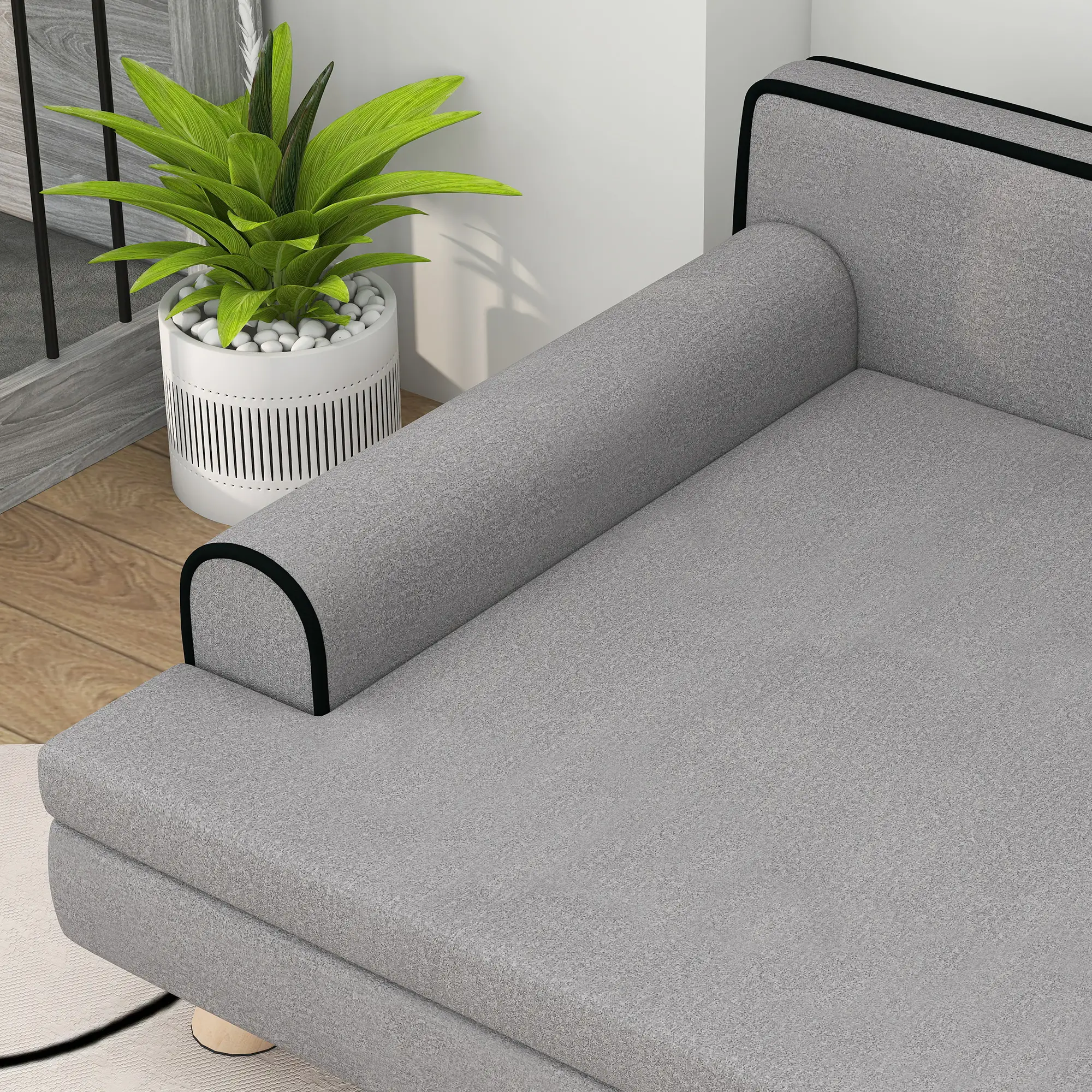 Elevated Dog Sofa Bed, Cat Couch with Cushion, Washable Cover, Wooden Legs, Medium & Large, Light Grey - Image 10