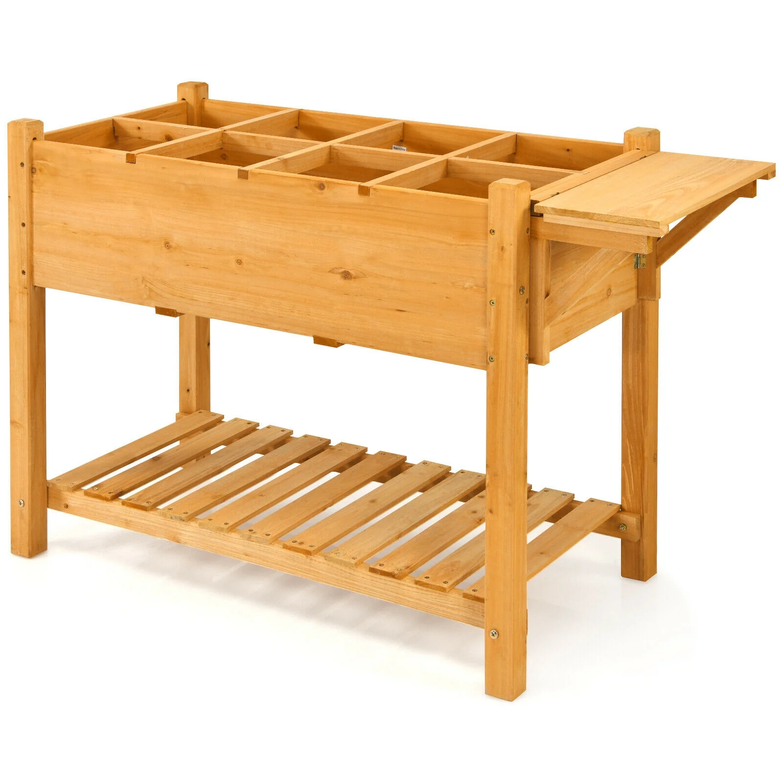 Elevated Planter Box Kit, 8 Grids, Folding Tabletop, Natural
