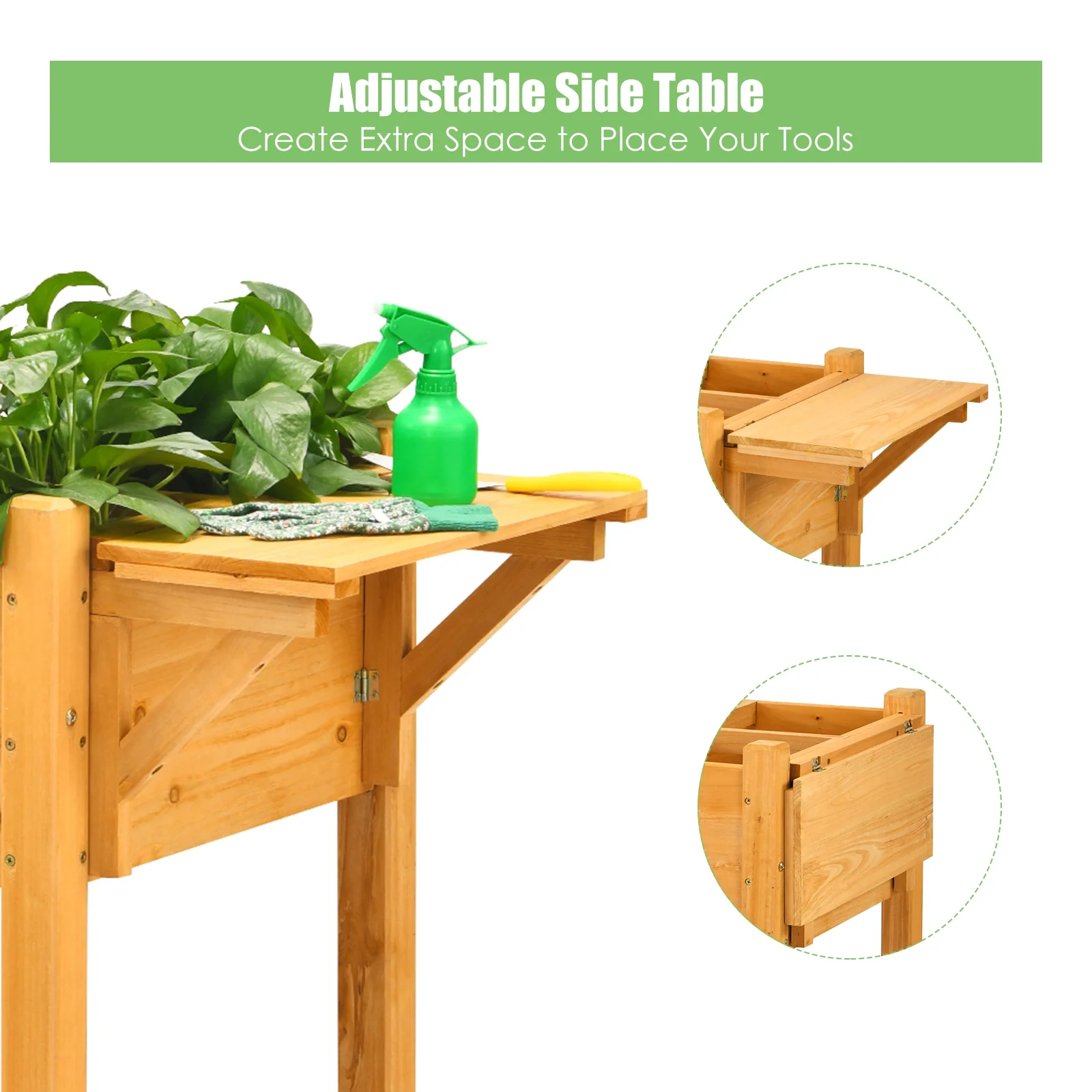 Elevated Planter Box Kit, 8 Grids, Folding Tabletop, Natural - Image 6