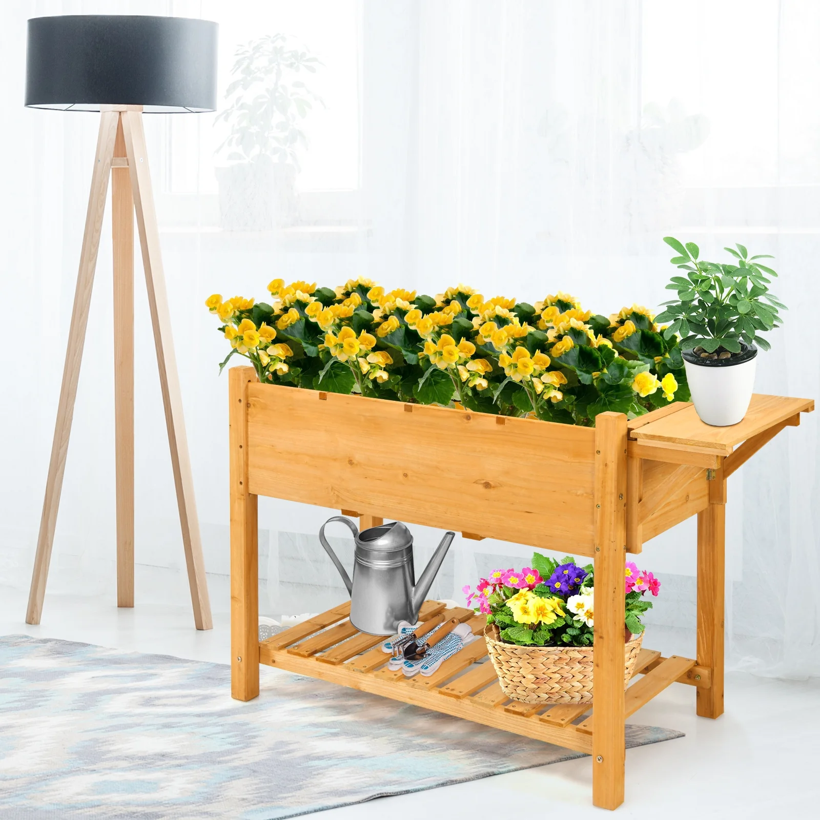 Elevated Planter Box Kit, 8 Grids, Folding Tabletop, Natural - Image 8