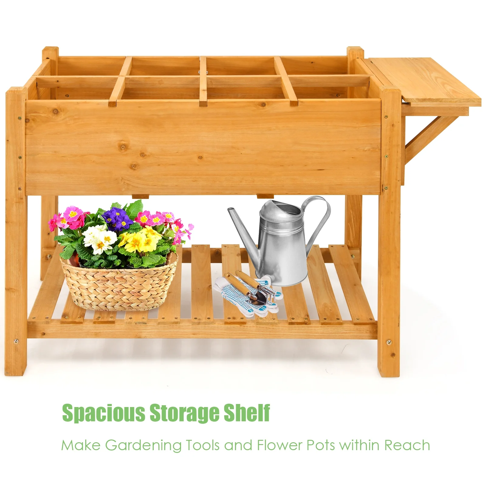 Elevated Planter Box Kit, 8 Grids, Folding Tabletop, Natural - Image 9