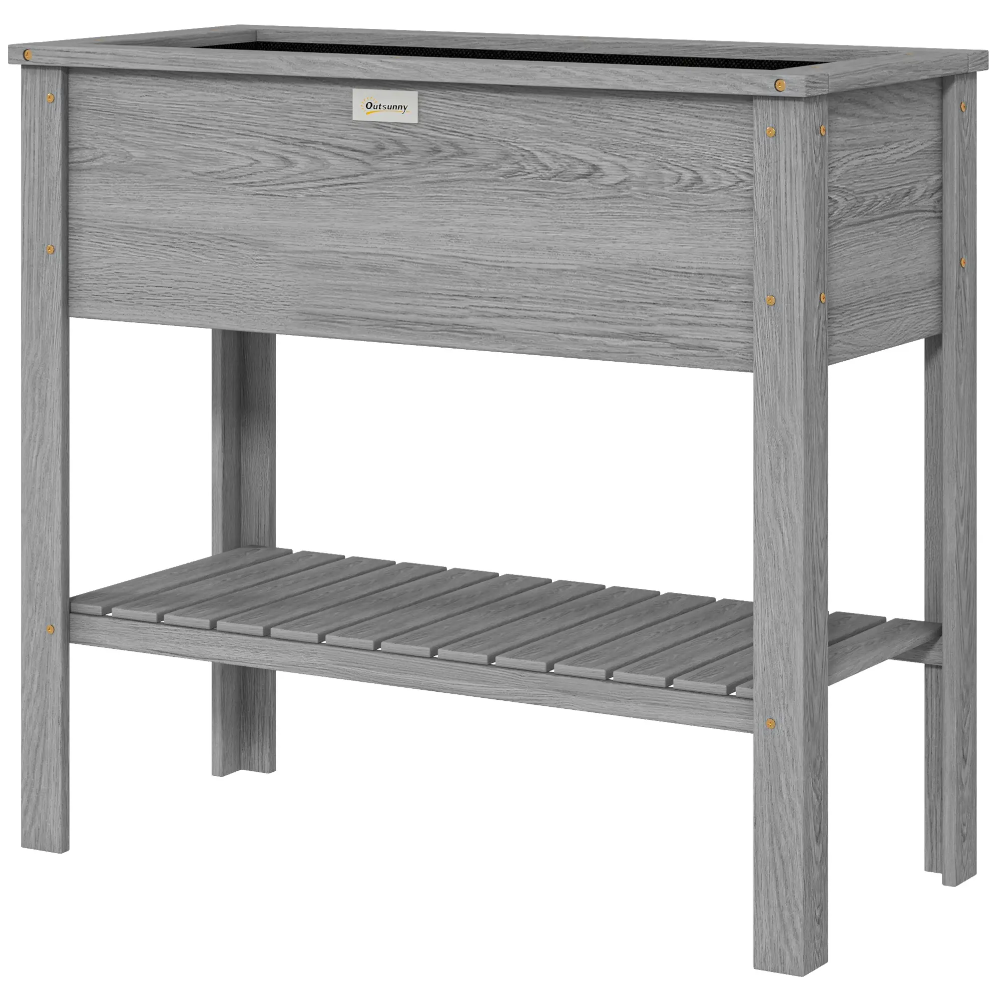 Elevated Planter Box with Storage, 36" x 16" x 32", Grey - Image 11