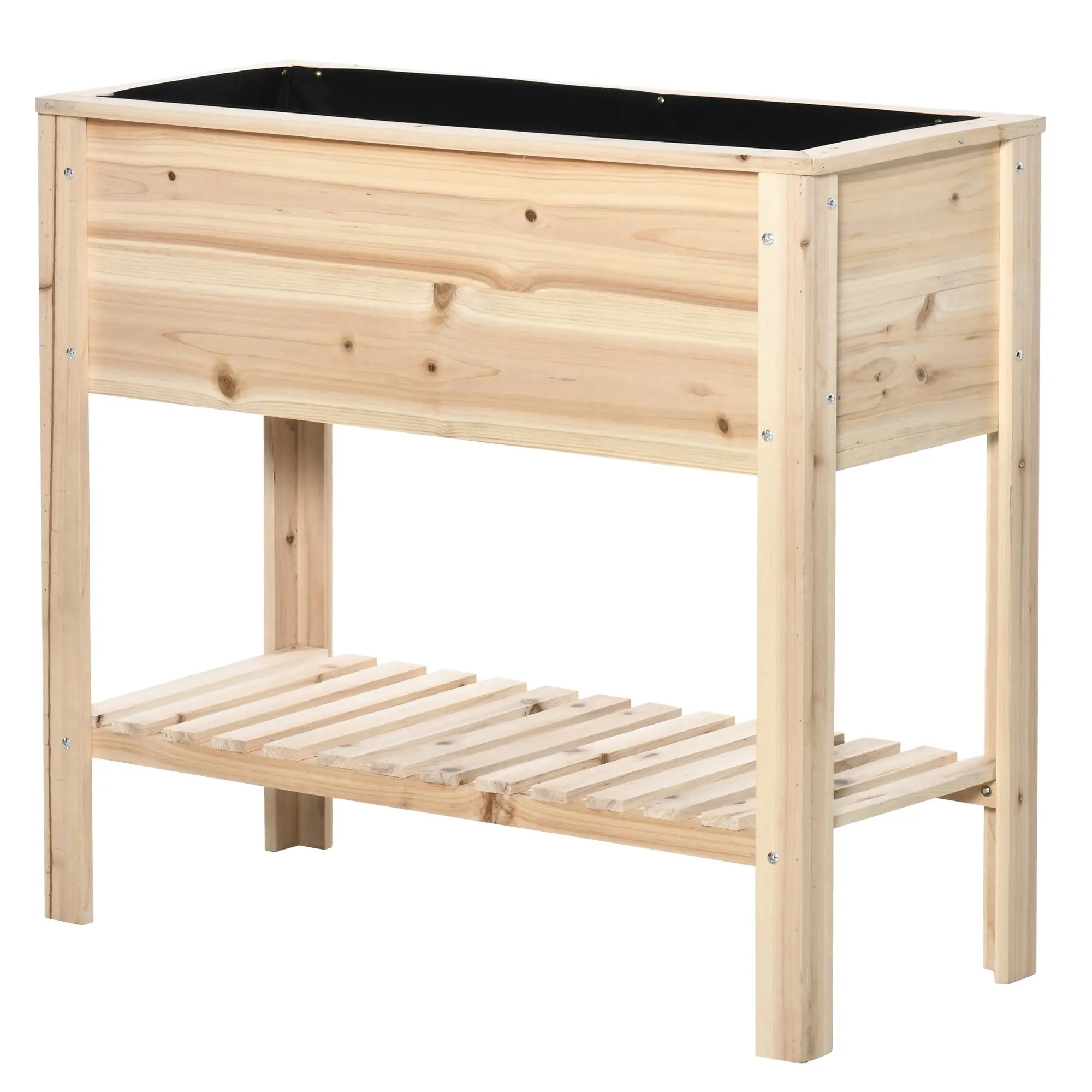 Elevated Planter Box with Storage, 36" x 16" x 32", Natural - Image 13