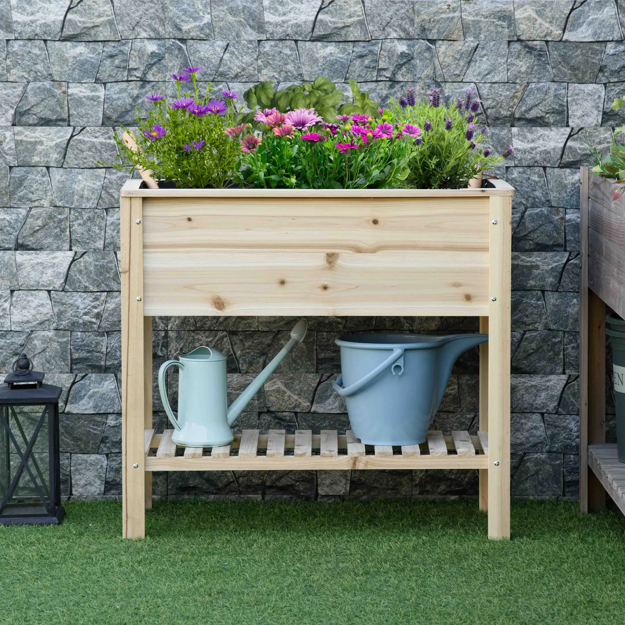 Elevated Planter Box with Storage, 36" x 16" x 32", Natural - Image 8