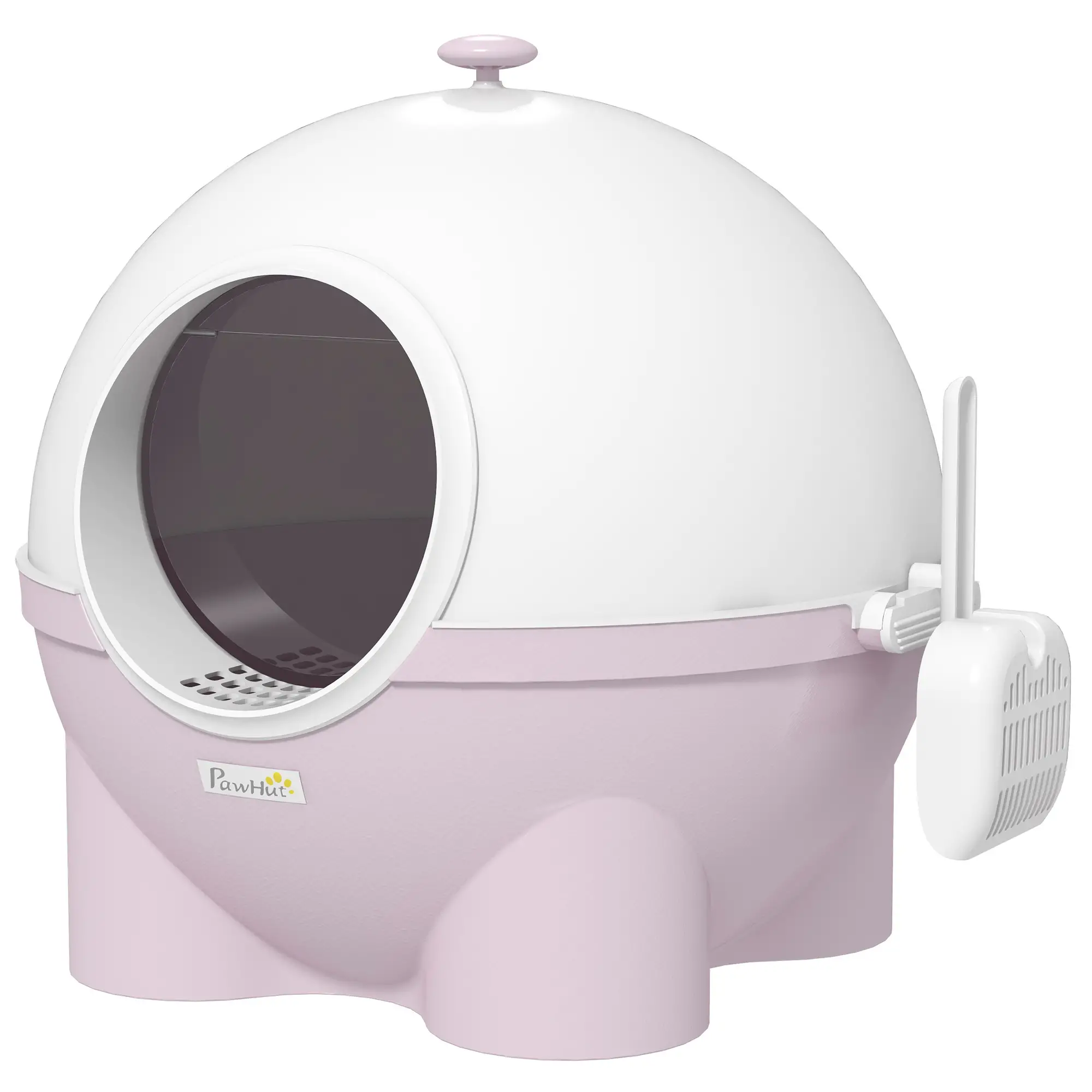 Enclosed Cat Litter Box, Large, with Lid, Scoop, Leak Proof Pedal, Pink - Image 11