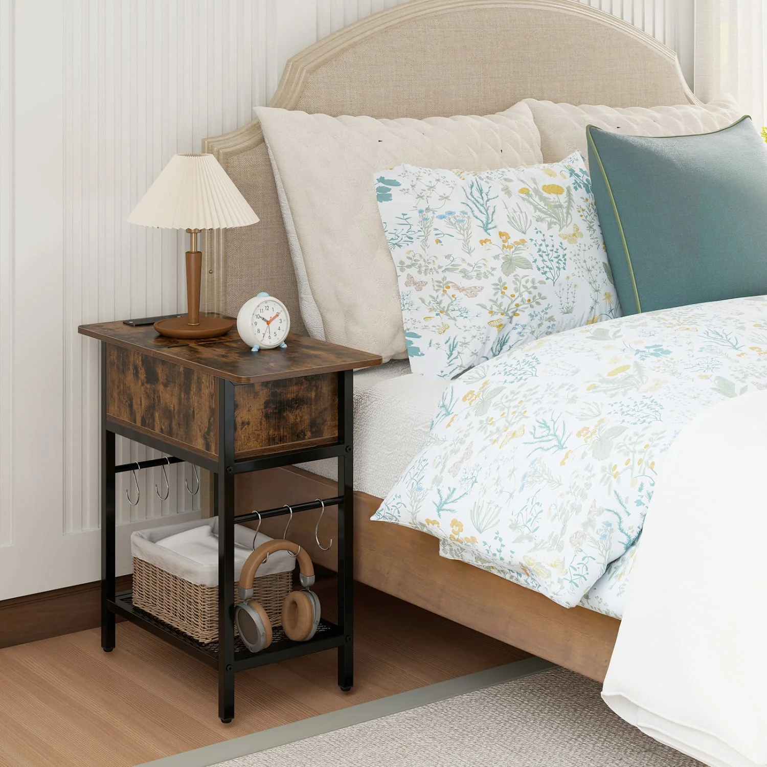 End Table With Charging Station USB Ports, Flip Top Coffee - Image 9