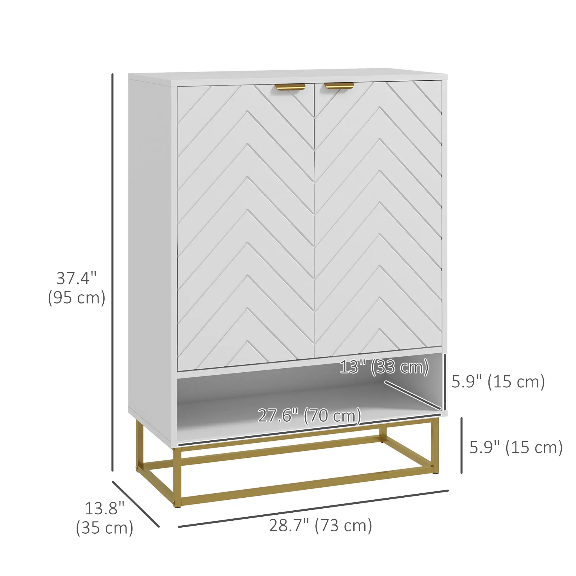 Entryway Shoe Cabinet, Adjustable Shelf for 12 Pairs, White - Image 3