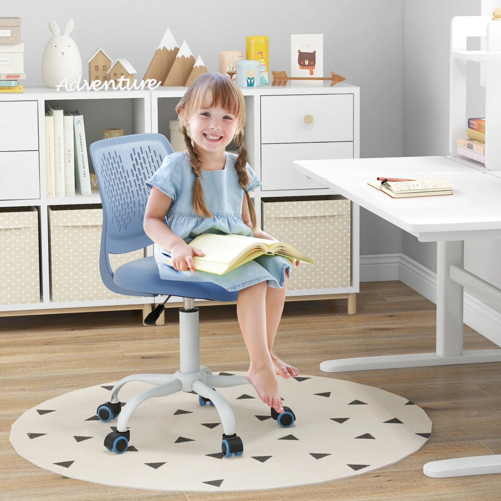 Ergonomic Children Study Chair, Adjustable Height, Blue - Image 3