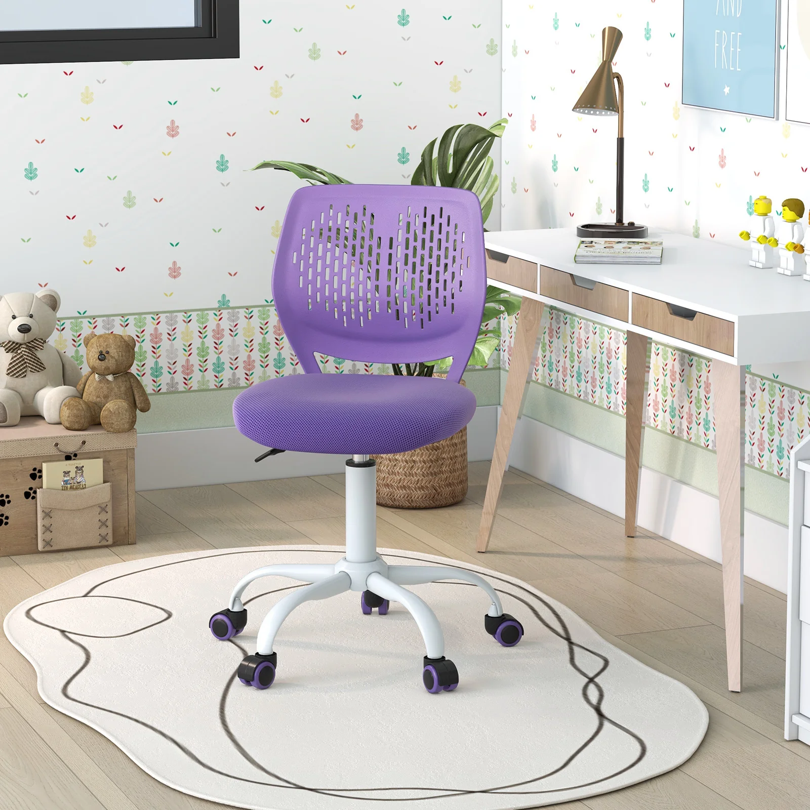 Ergonomic Children Study Chair, Adjustable Height, Purple - Image 2