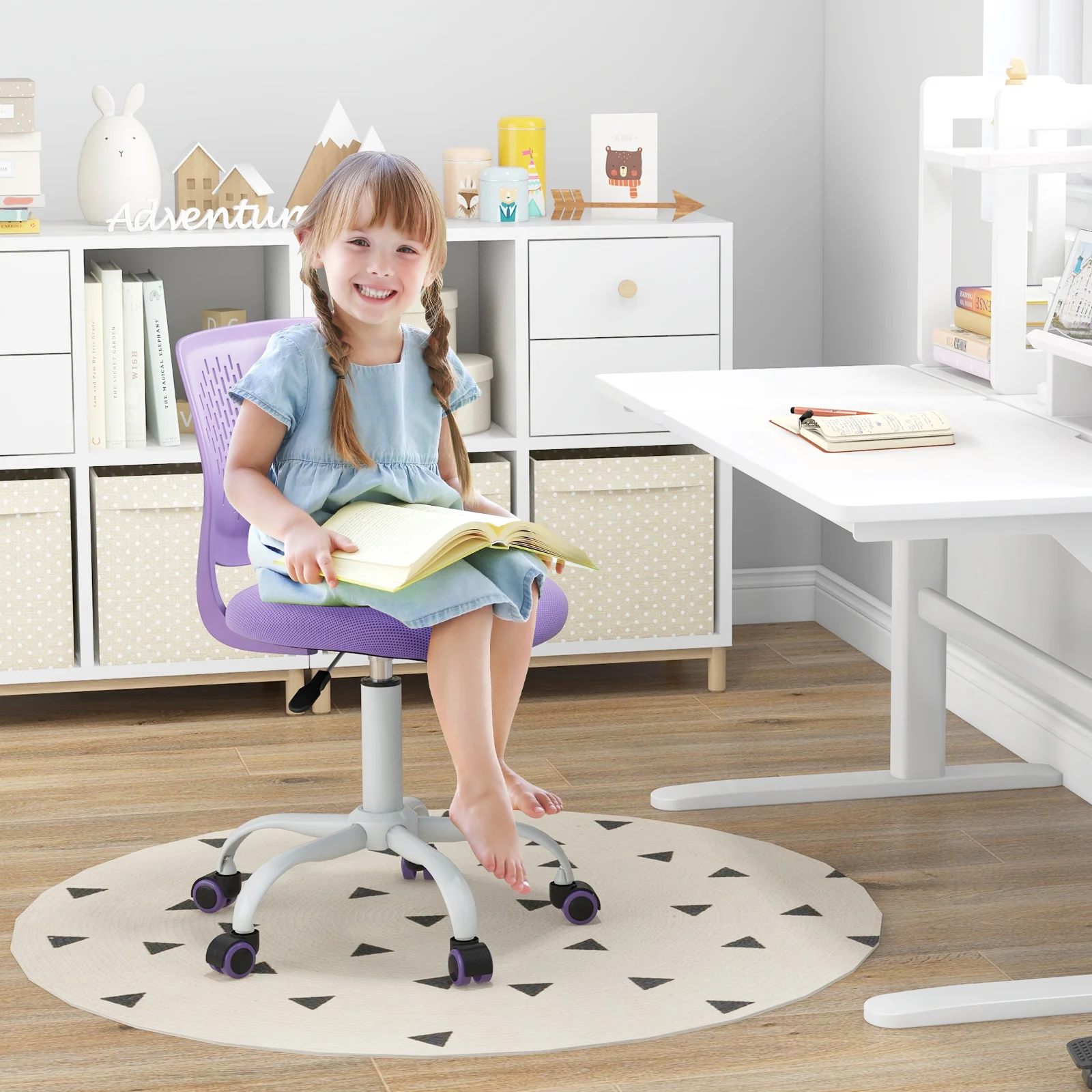 Ergonomic Children Study Chair, Adjustable Height, Purple - Image 3