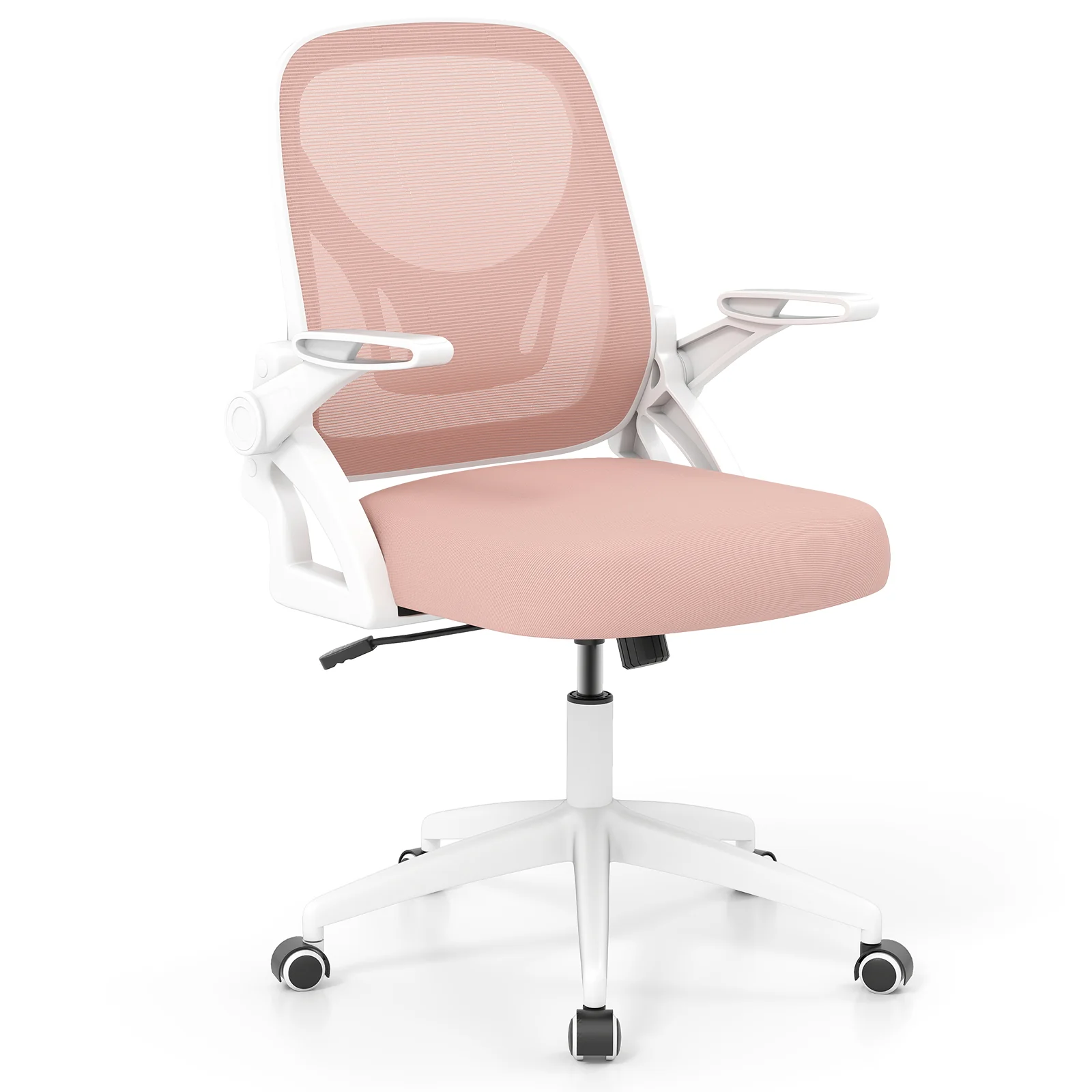 Ergonomic Computer Desk Chair, Lumbar Support, Flip-Up Arms, Pink - Image 4