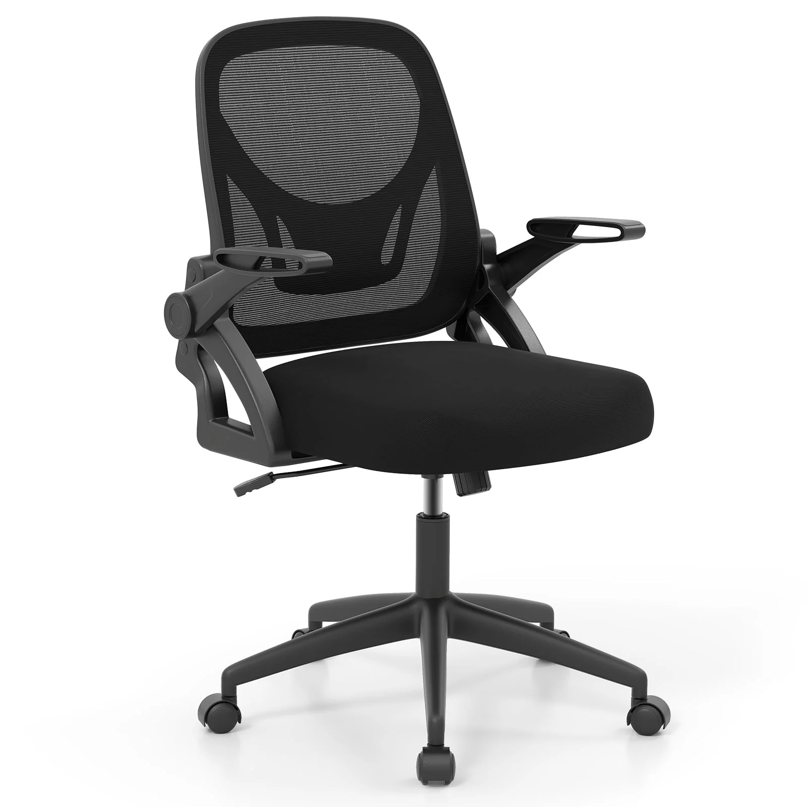Ergonomic Desk Chair With Lumbar Support, Flip-Up Arms, Black - Image 4