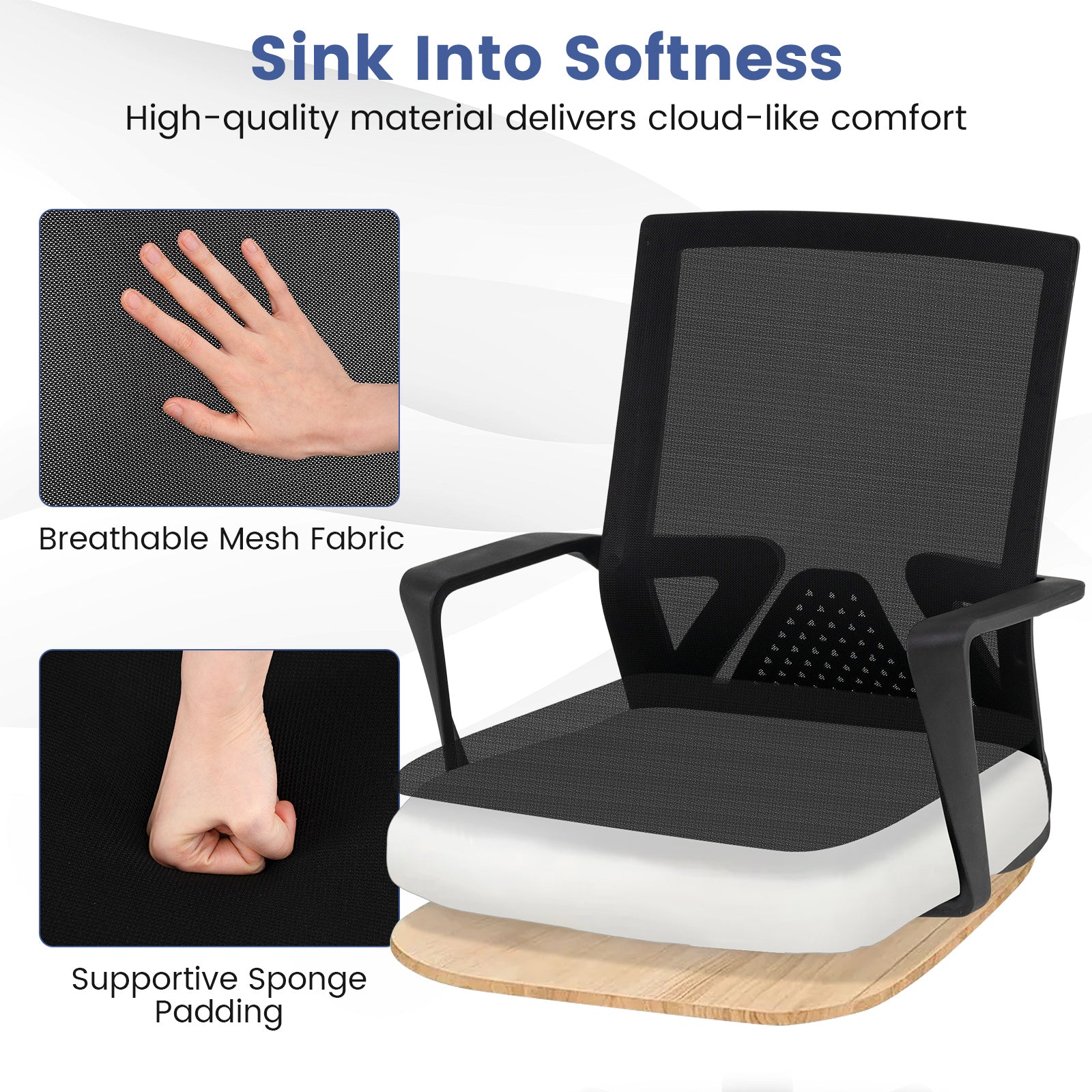 Ergonomic Desk Chair With Lumbar Support, Rocking Function, Black - Image 10