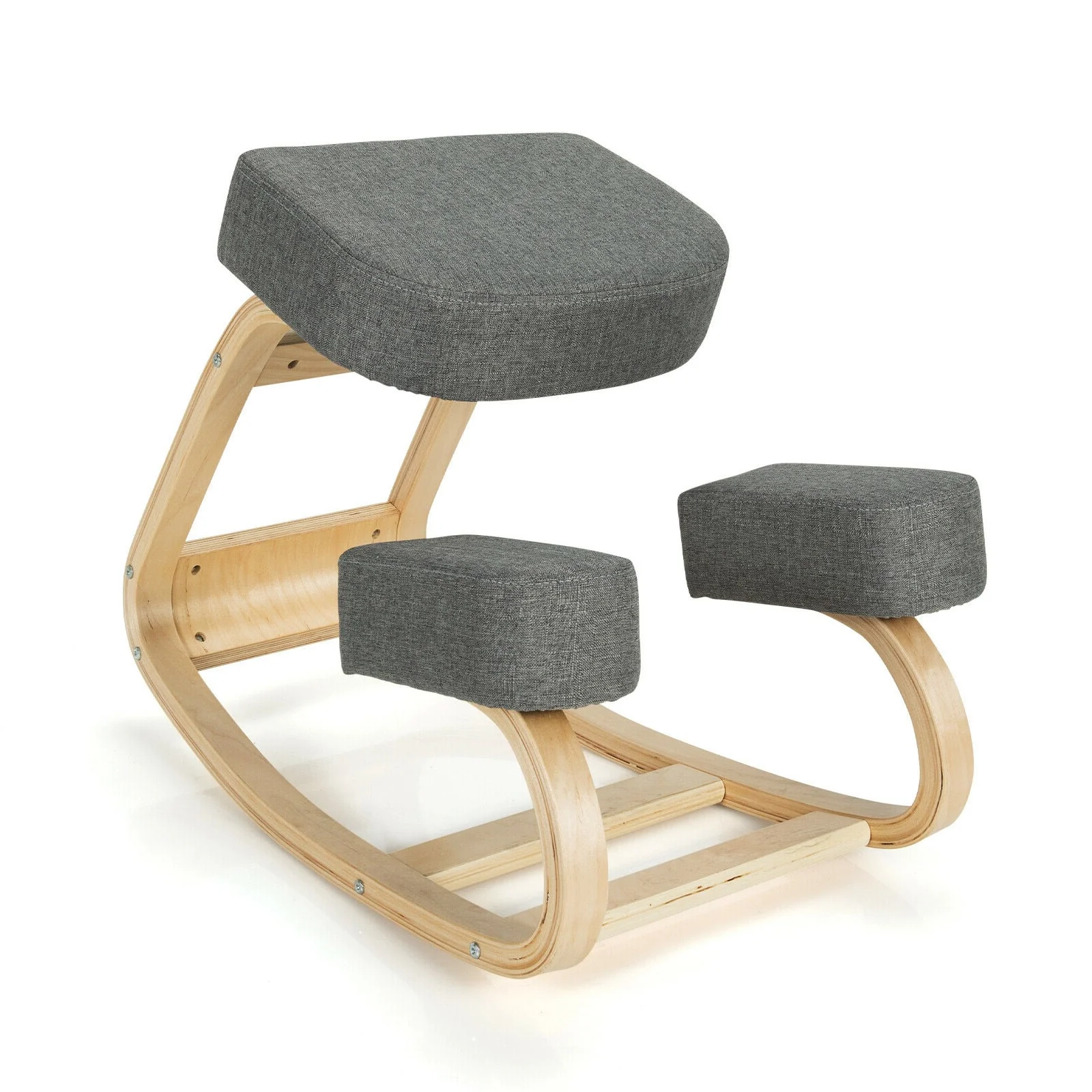 Ergonomic Kneeling Chair, Rocking Office Desk Stool, Gray