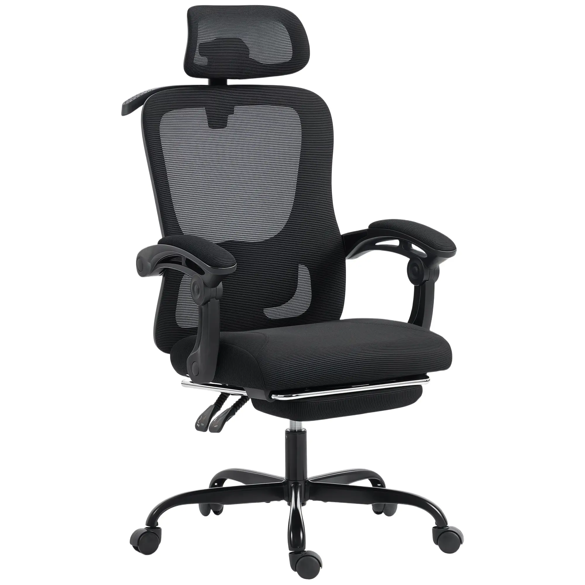 Ergonomic Mesh Office Chair, Adjustable Headrest, Lumbar Support, Black