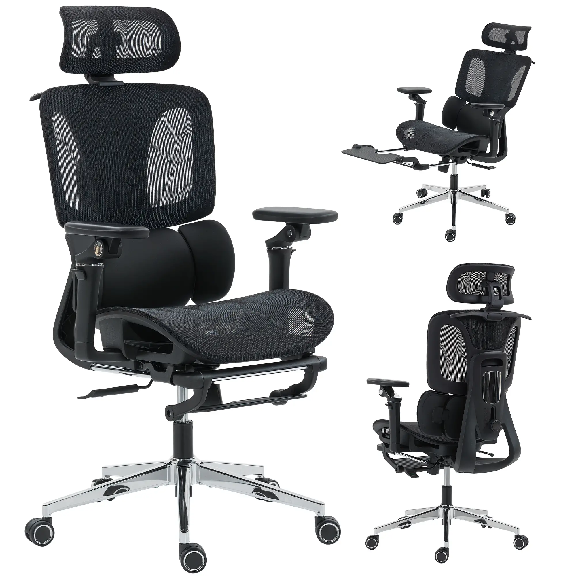 Ergonomic Mesh Office Chair, High Back, Lumbar Support, Black - Image 11