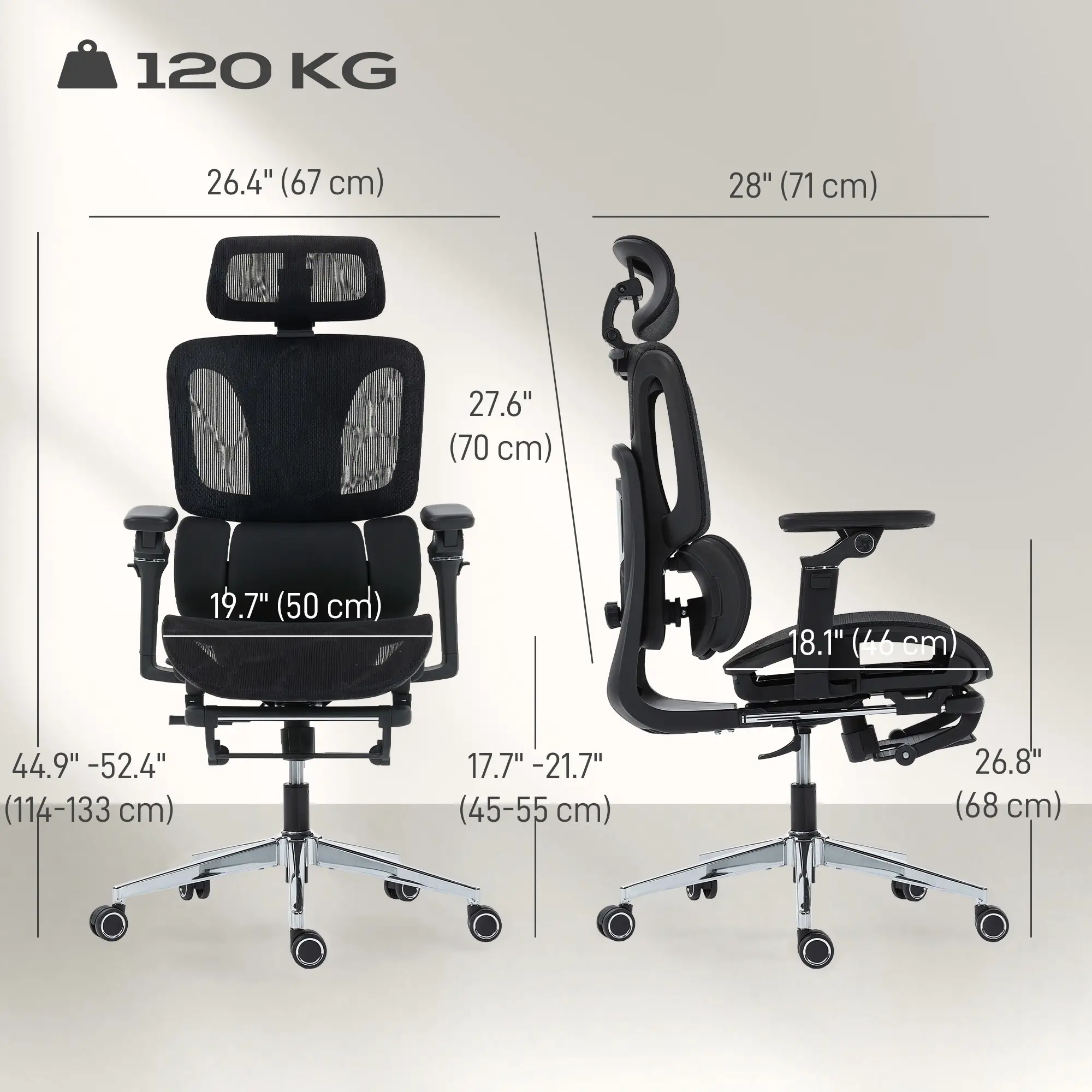 Ergonomic Mesh Office Chair, High Back, Lumbar Support, Black - Image 3
