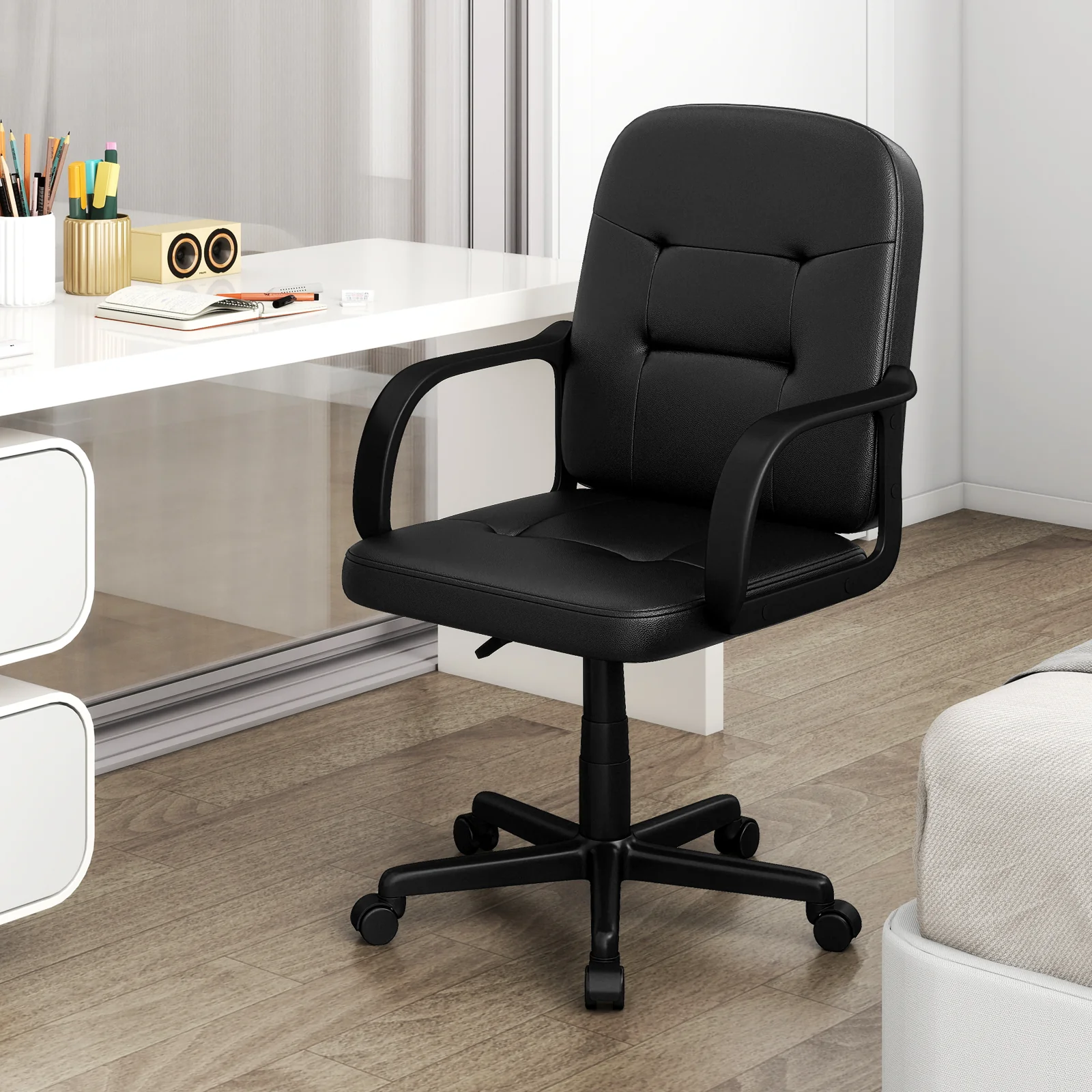 Ergonomic Office Chair, 360-Degree Wheels, Black - Image 3