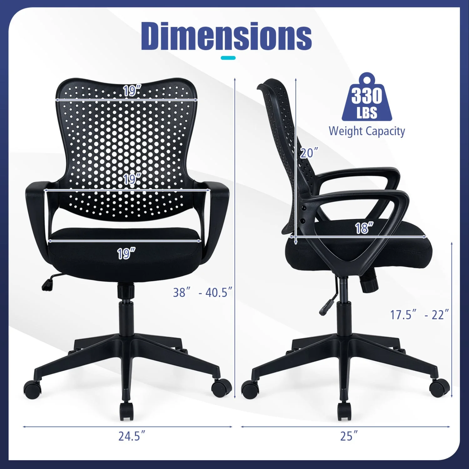 Ergonomic Office Chair, Adjustable Computer Desk Chair, Black - Image 4
