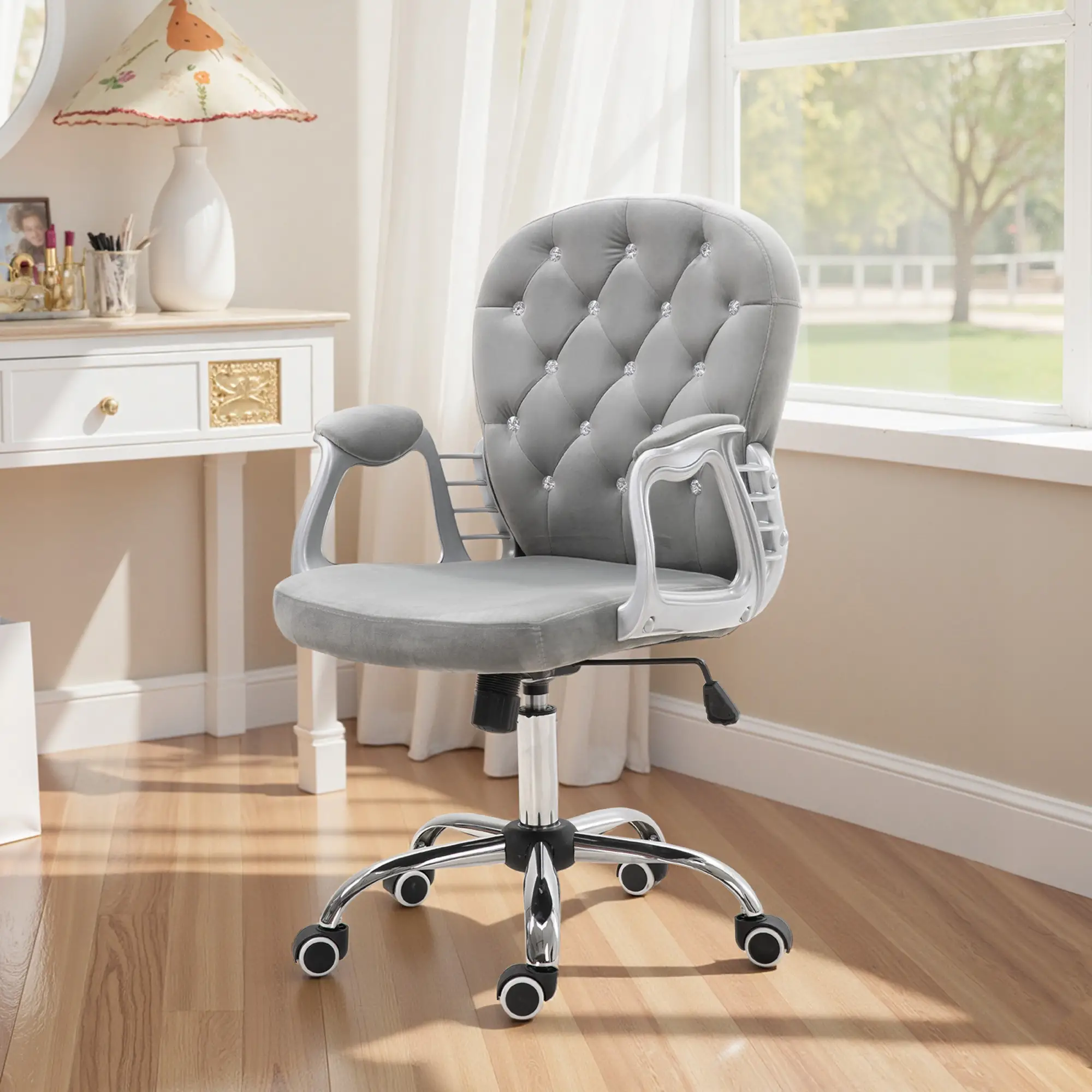 Ergonomic Office Chair, Adjustable Height, Padded Seat, Grey - Image 10