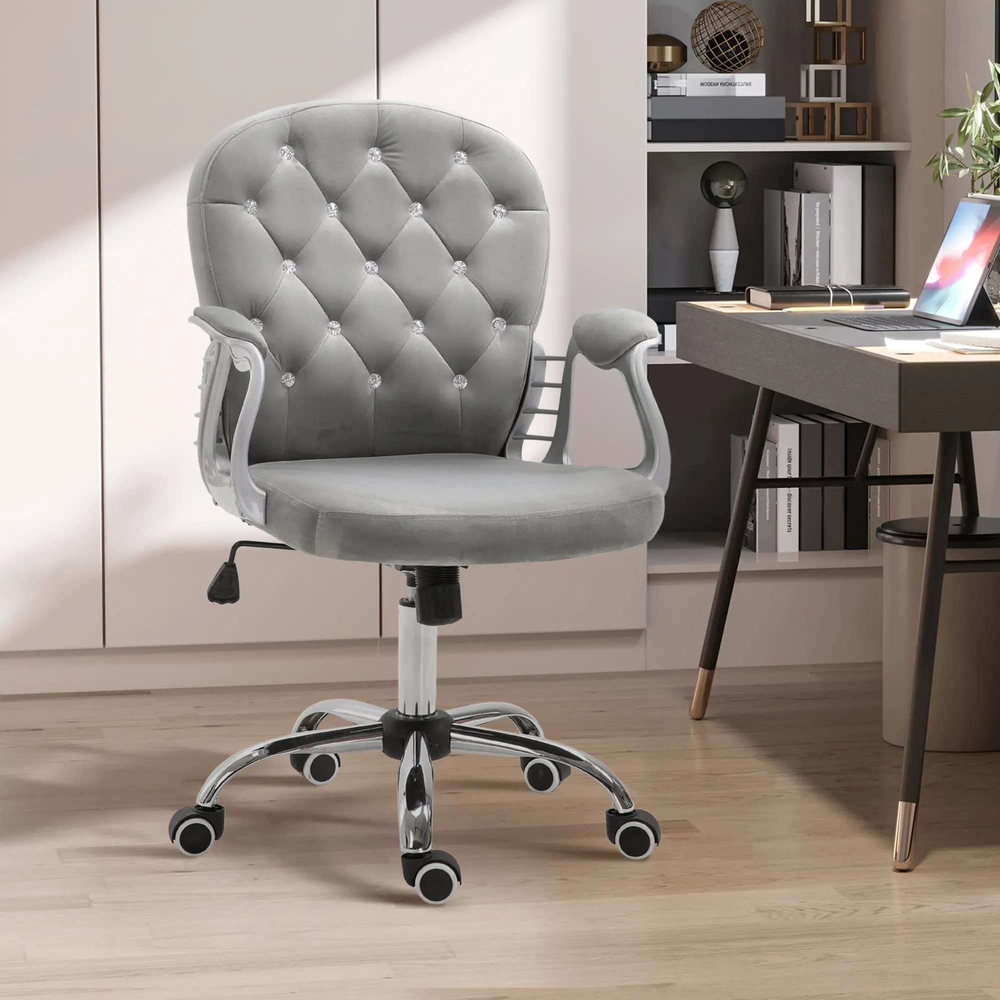 Ergonomic Office Chair, Adjustable Height, Padded Seat, Grey - Image 2