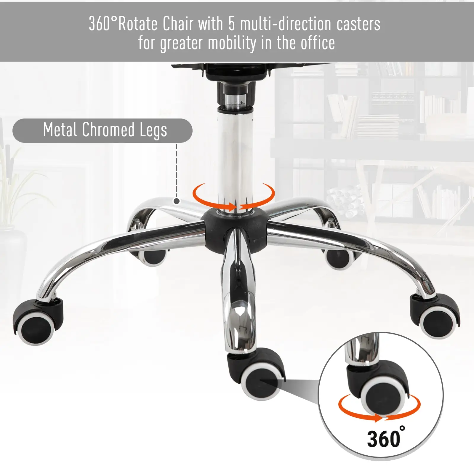Ergonomic Office Chair, Adjustable Height, Padded Seat, Grey - Image 6