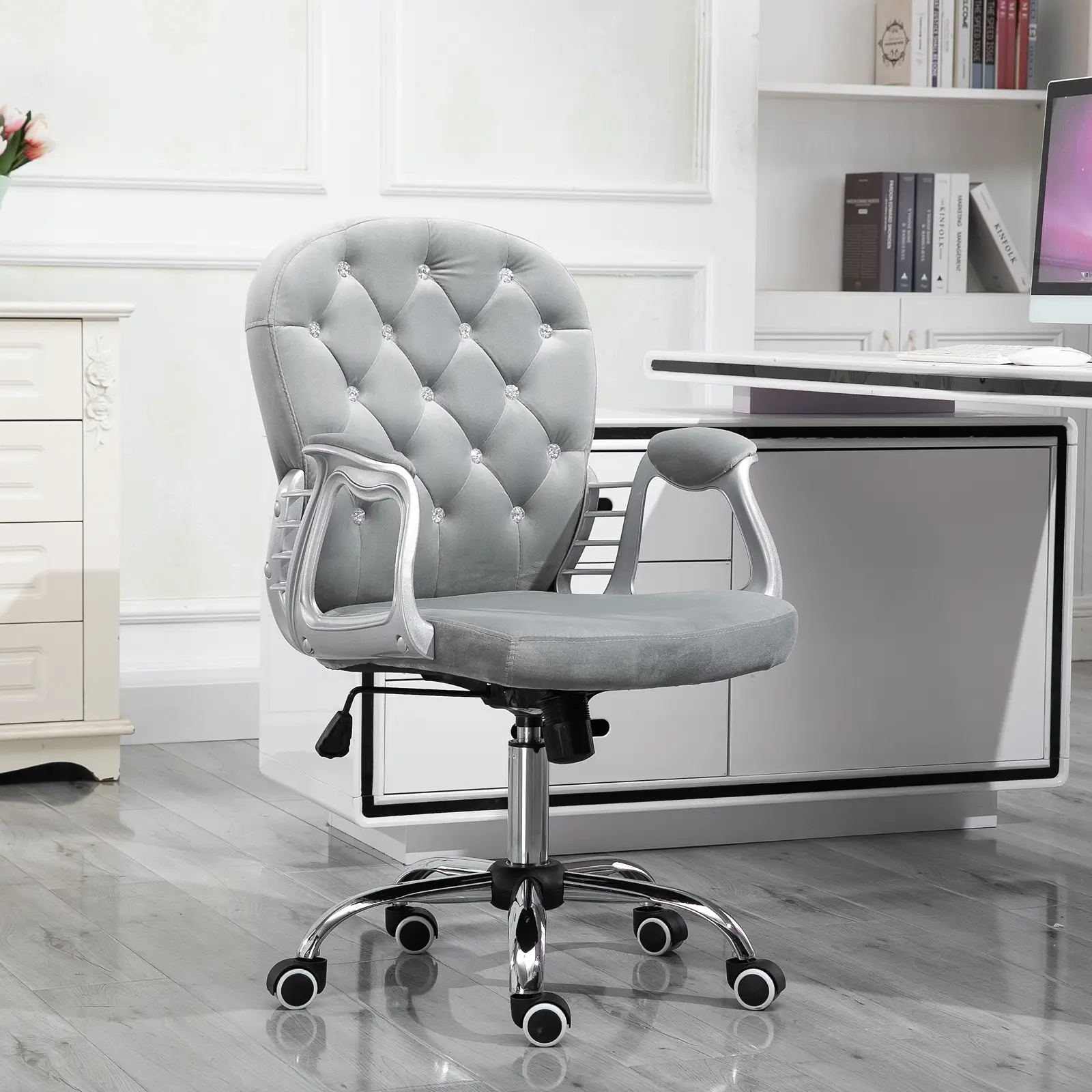 Ergonomic Office Chair, Adjustable Height, Padded Seat, Grey - Image 8
