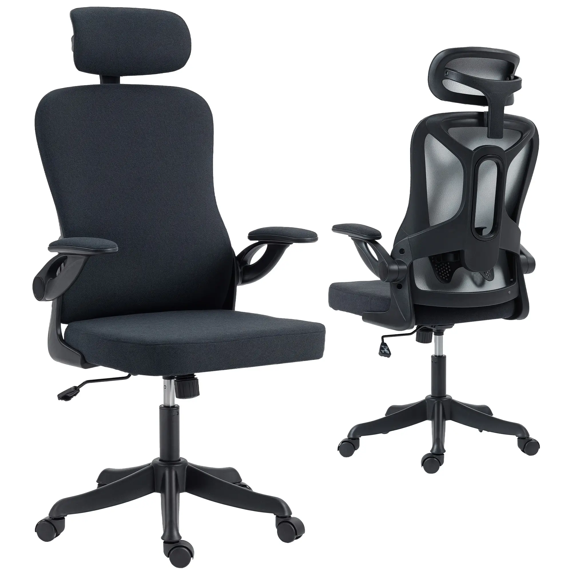 Ergonomic Office Chair, Adjustable Lumbar Support, Headrest, Flip-up Armrests, Black - Image 11