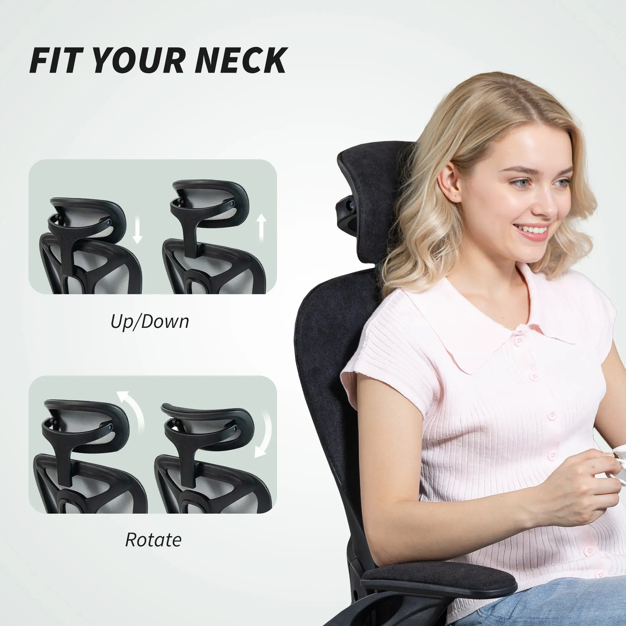 Ergonomic Office Chair, Adjustable Lumbar Support, Headrest, Flip-up Armrests, Black - Image 6