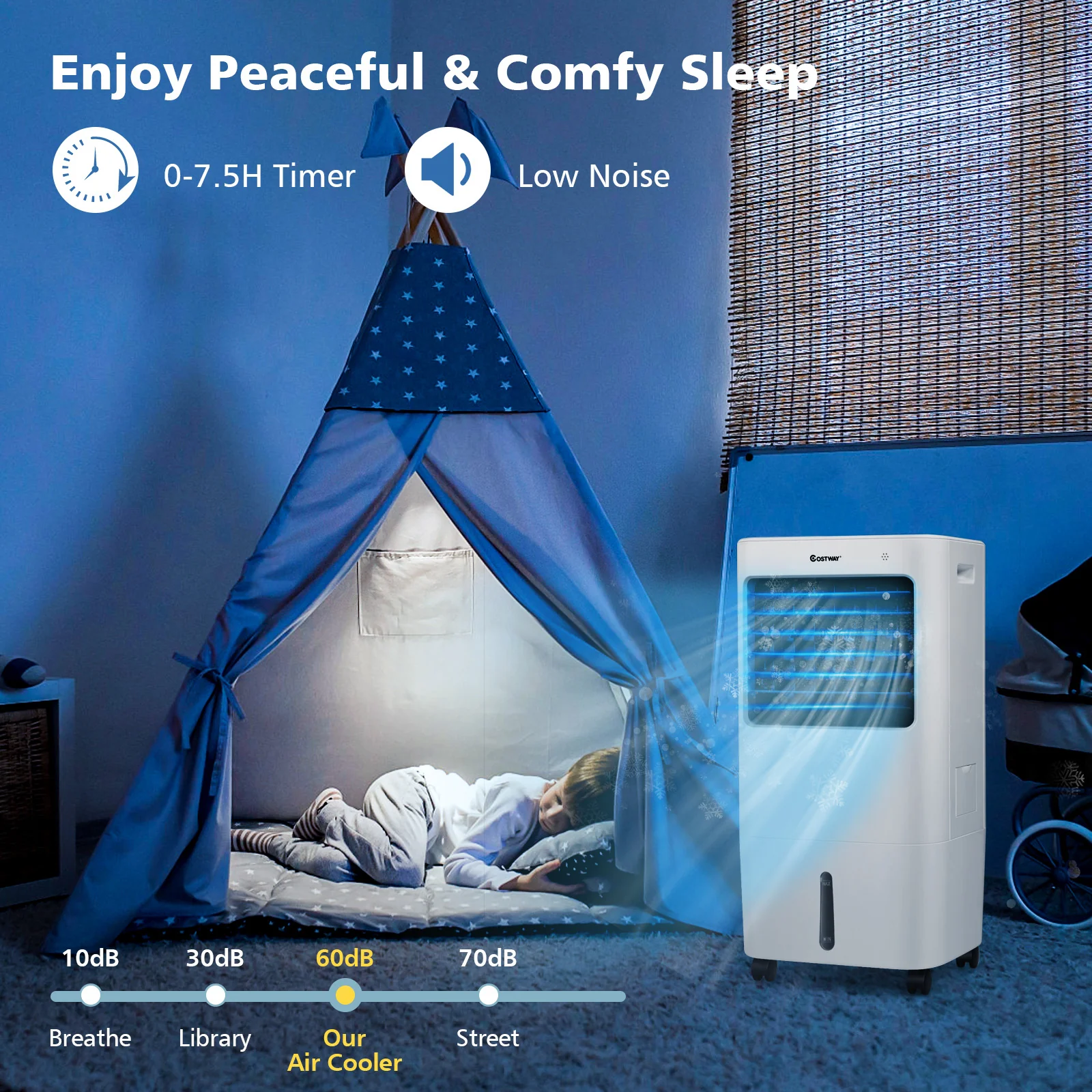 Evaporative Portable Air Cooler Fan, White - Image 4