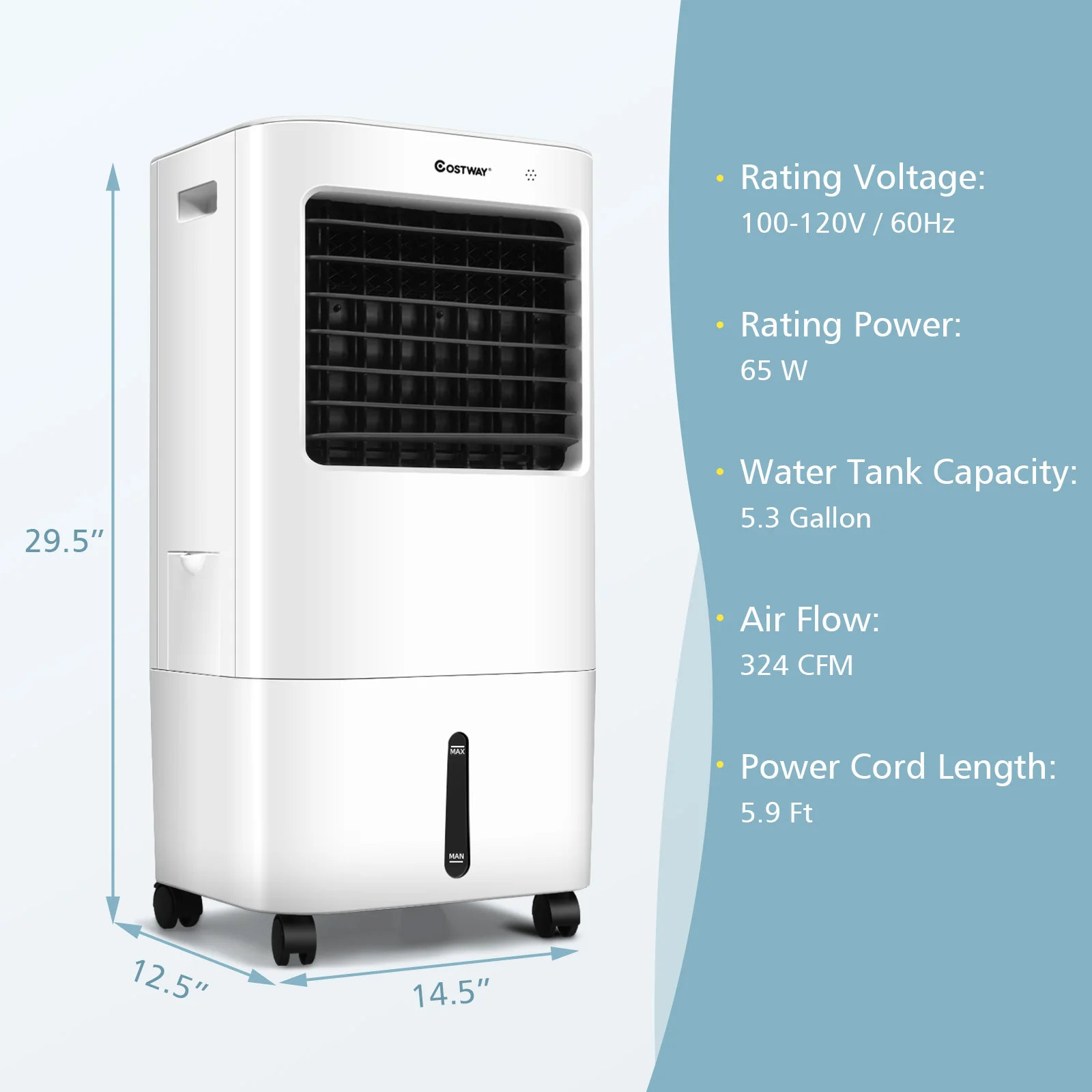 Evaporative Portable Air Cooler Fan, White - Image 5