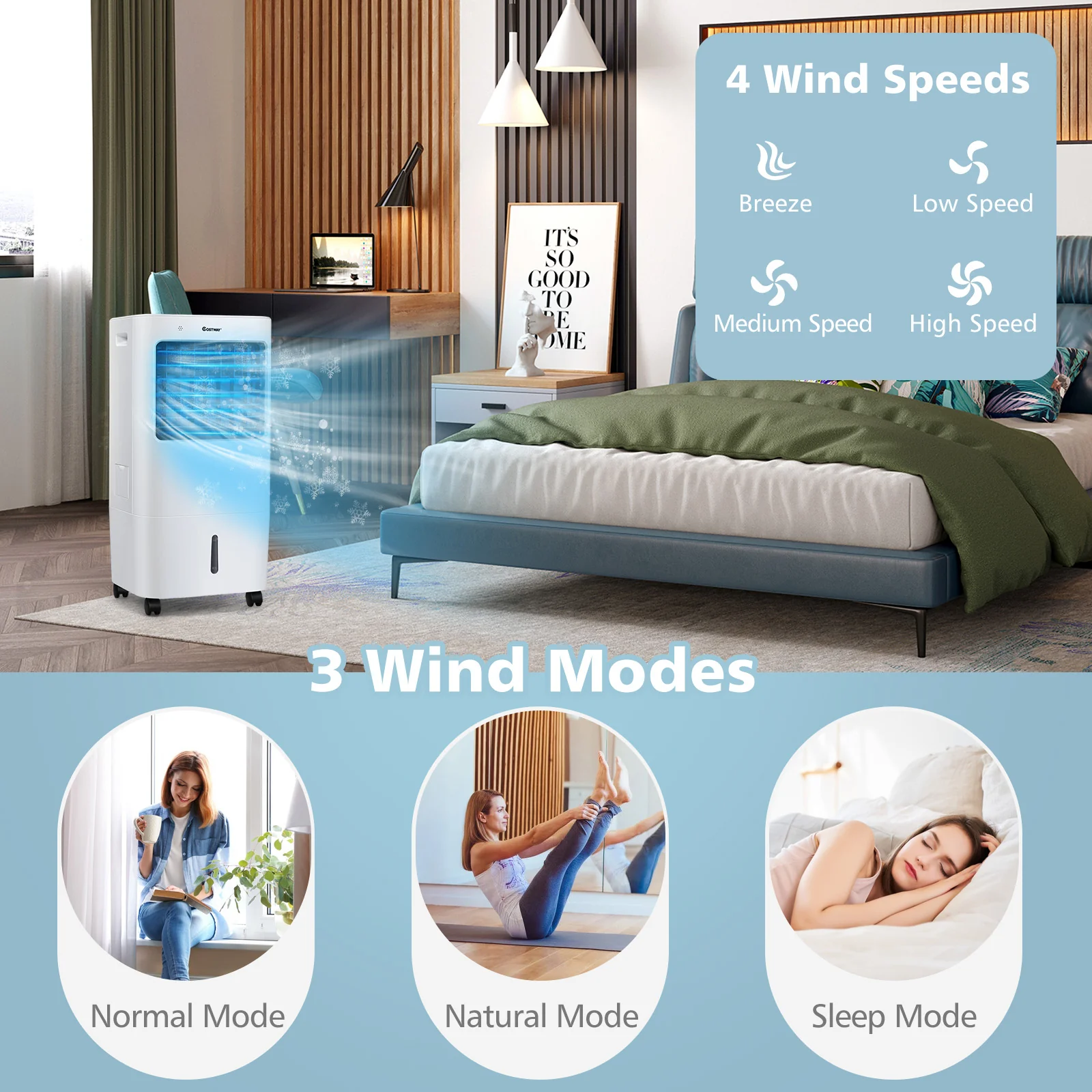 Evaporative Portable Air Cooler Fan, White - Image 7
