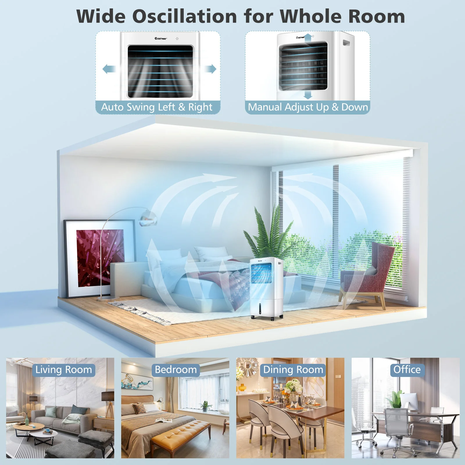 Evaporative Portable Air Cooler Fan, White - Image 8
