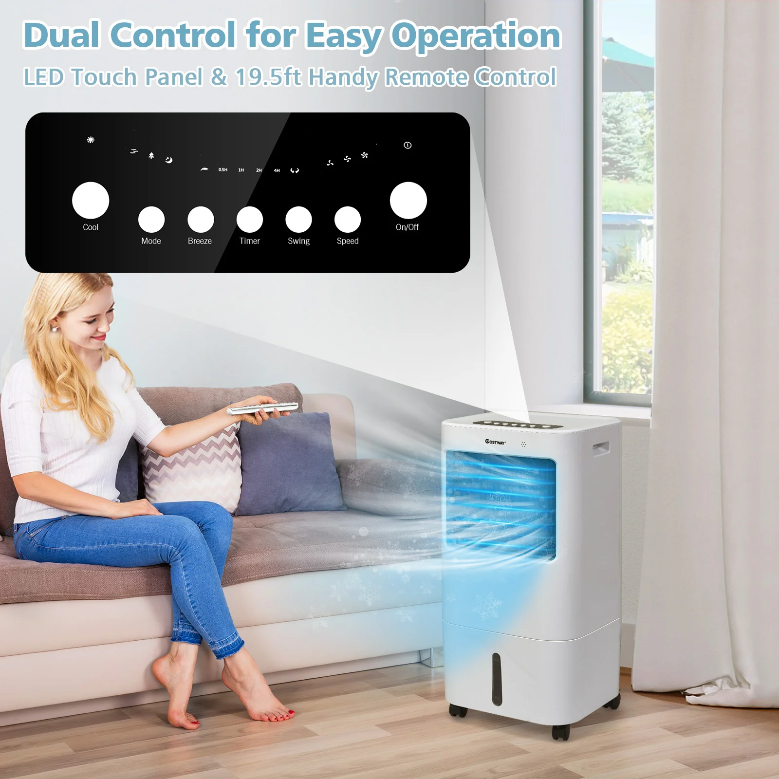 Evaporative Portable Air Cooler Fan, White - Image 9