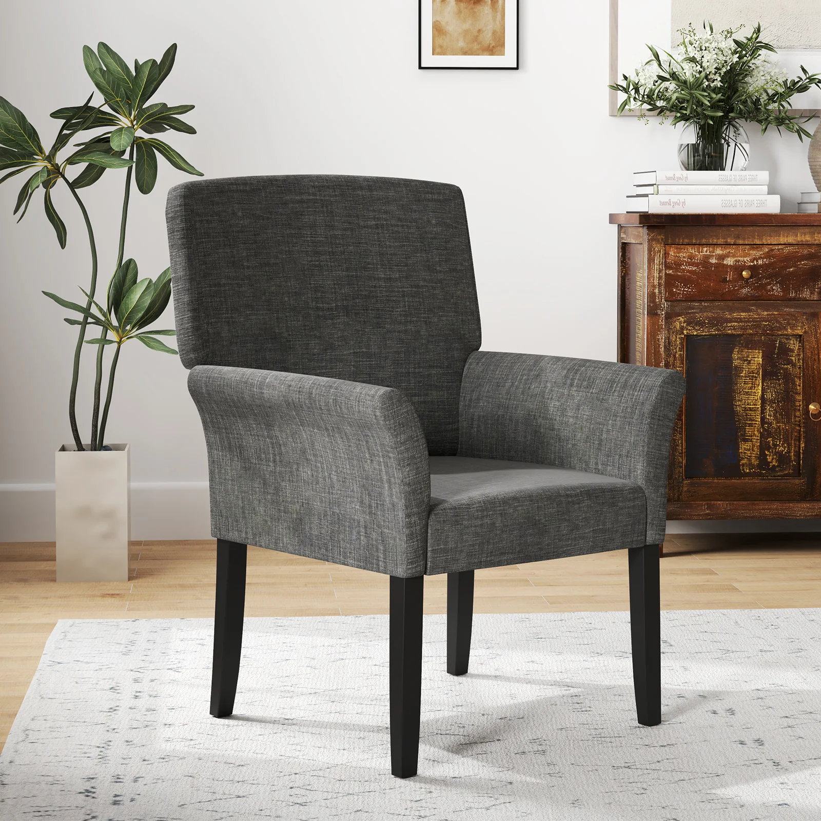 Executive Guest Chair, Reception Waiting Room Arm Chair, Gray - Image 2