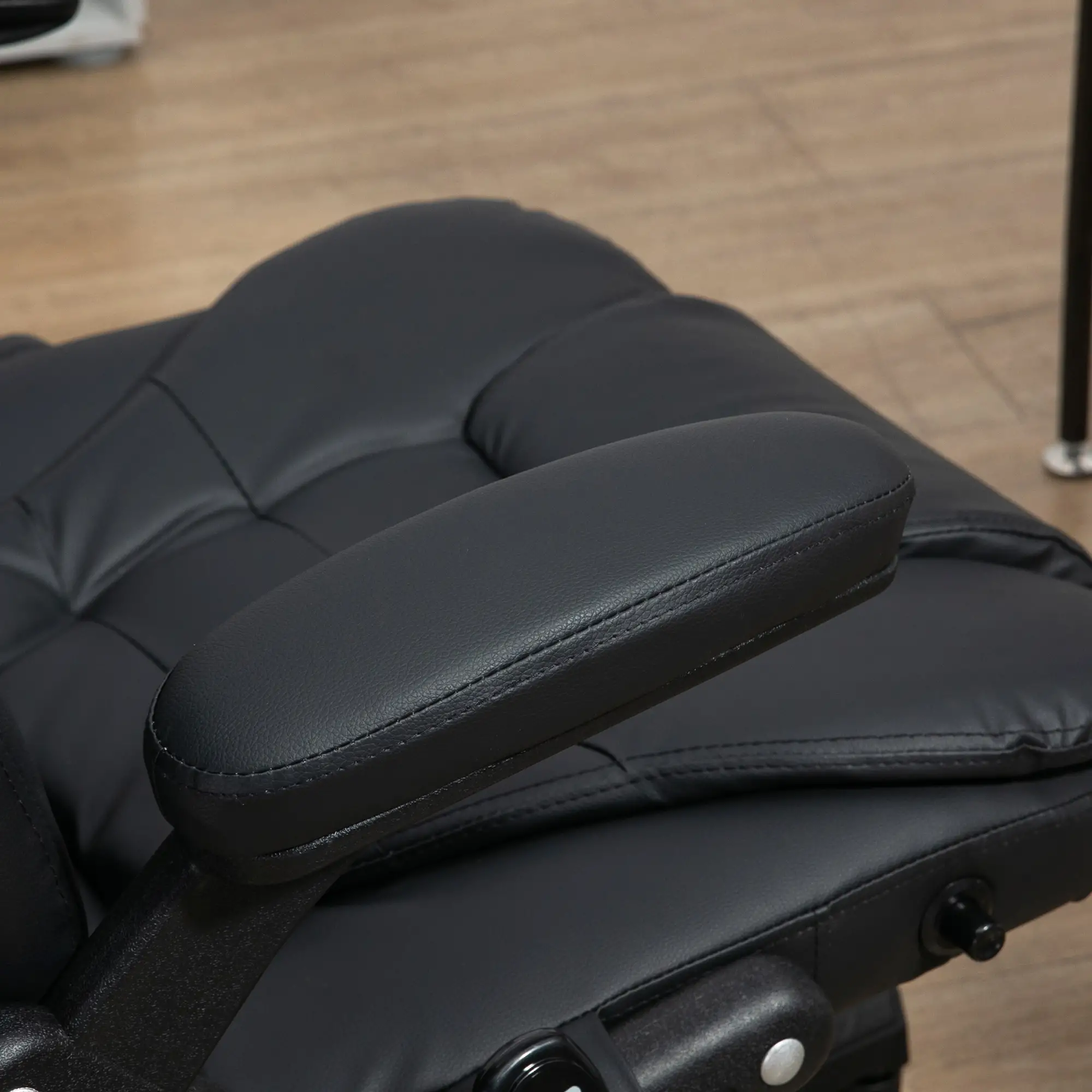 Executive Massage Chair, Heated High Back, Reclining, Swivel, Leather, Adjustable, Vibrating, Black - Image 11