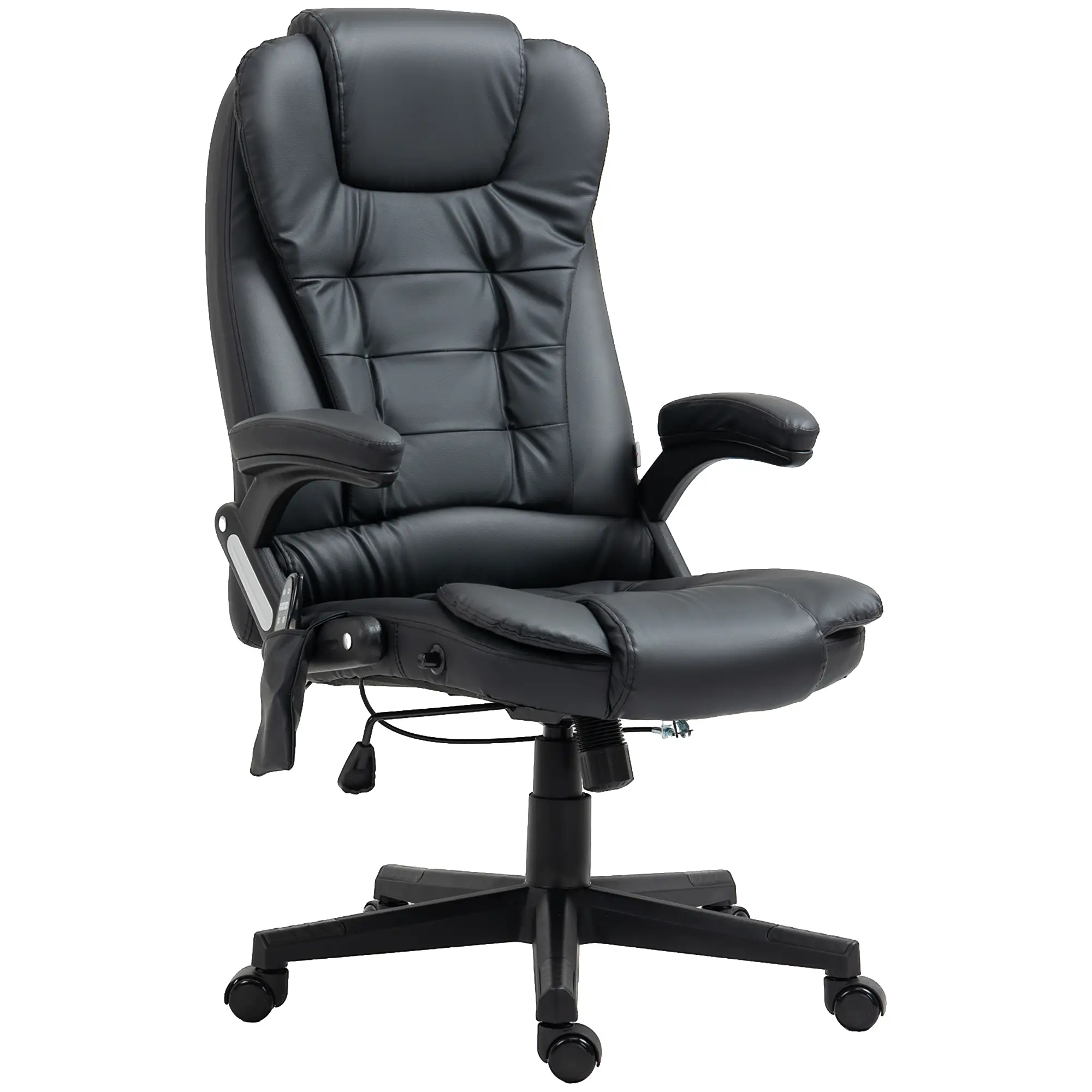 Executive Massage Chair, Heated High Back, Reclining, Swivel, Leather, Adjustable, Vibrating, Black - Image 12