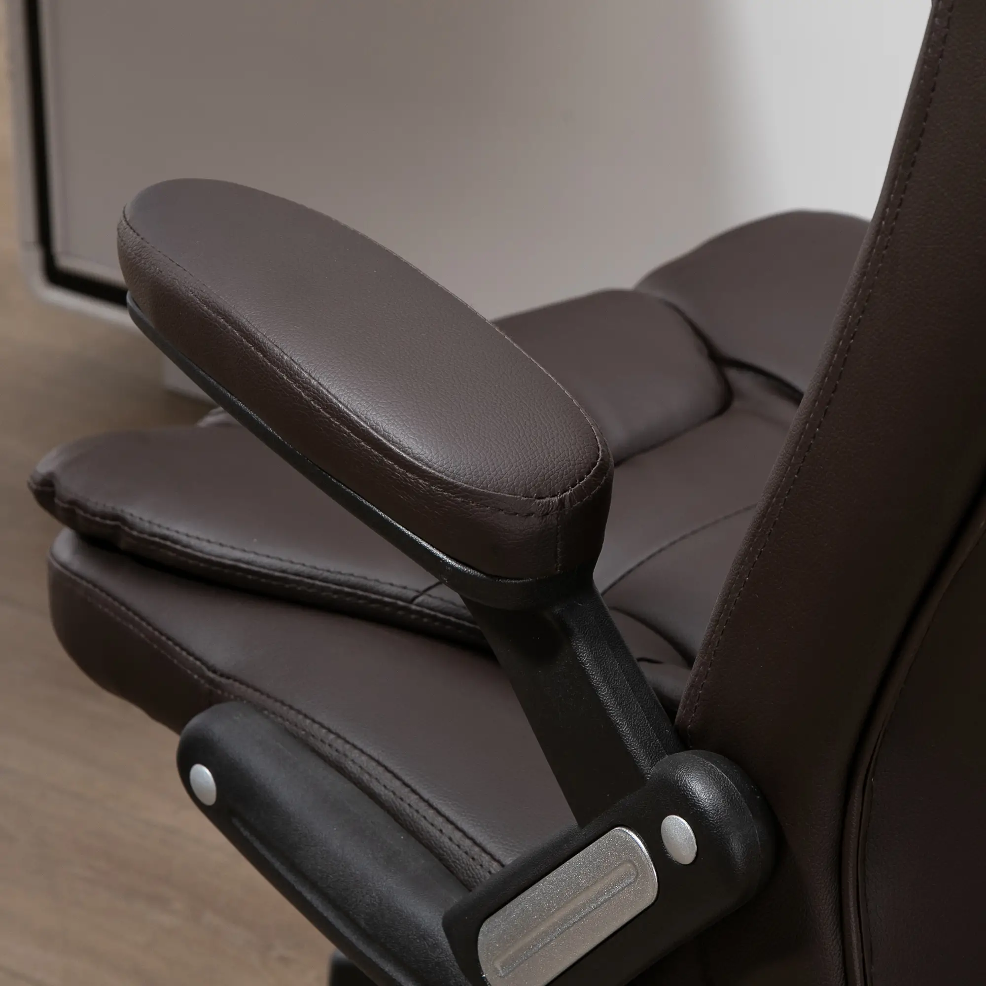 Executive Massage Chair, Heated High Back, Reclining, Swivel, Leather, Adjustable, Vibrating, Black - Image 9