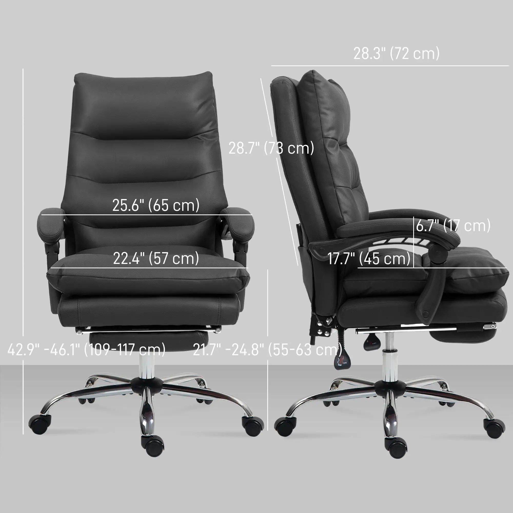 Executive Office Chair, 6 Point Massage and Heat, Microfibre Reclining with Footrest, Black - Image 3