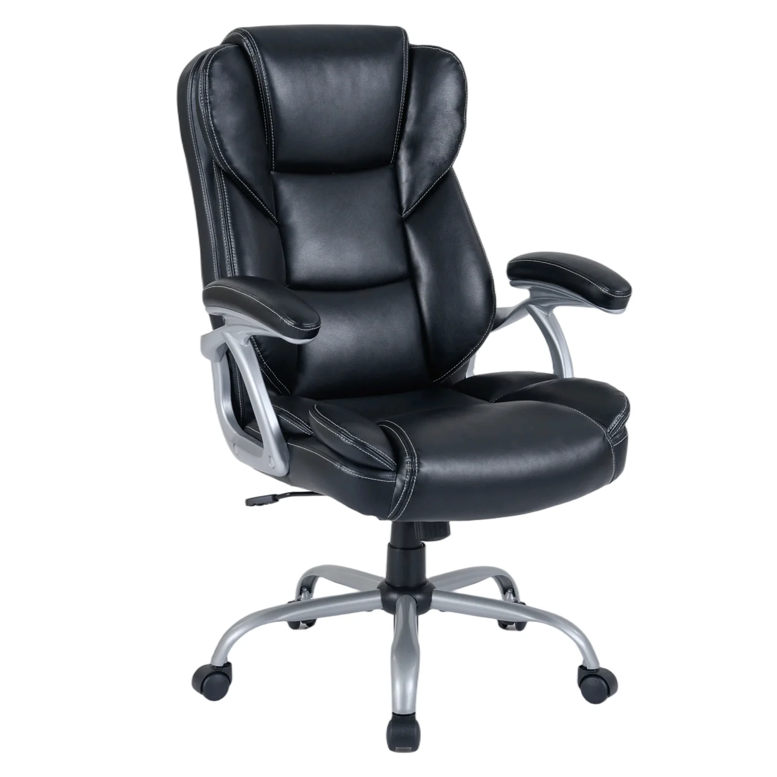 Executive Office Chair Leather Ergonomic Computer Desk Chair with Padded Seat and Armrests, Black - Image 4