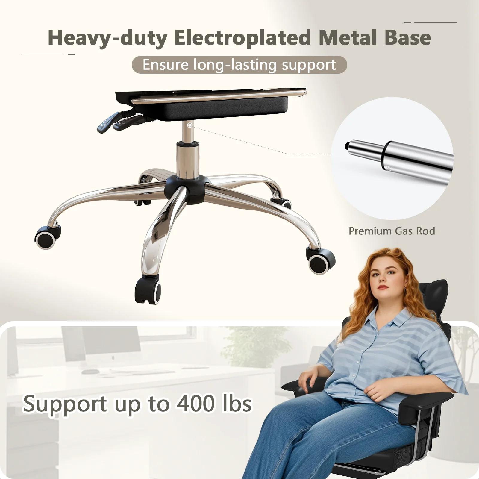 Executive Office Desk Chair With Footrest, Lumbar Support, Black - Image 9