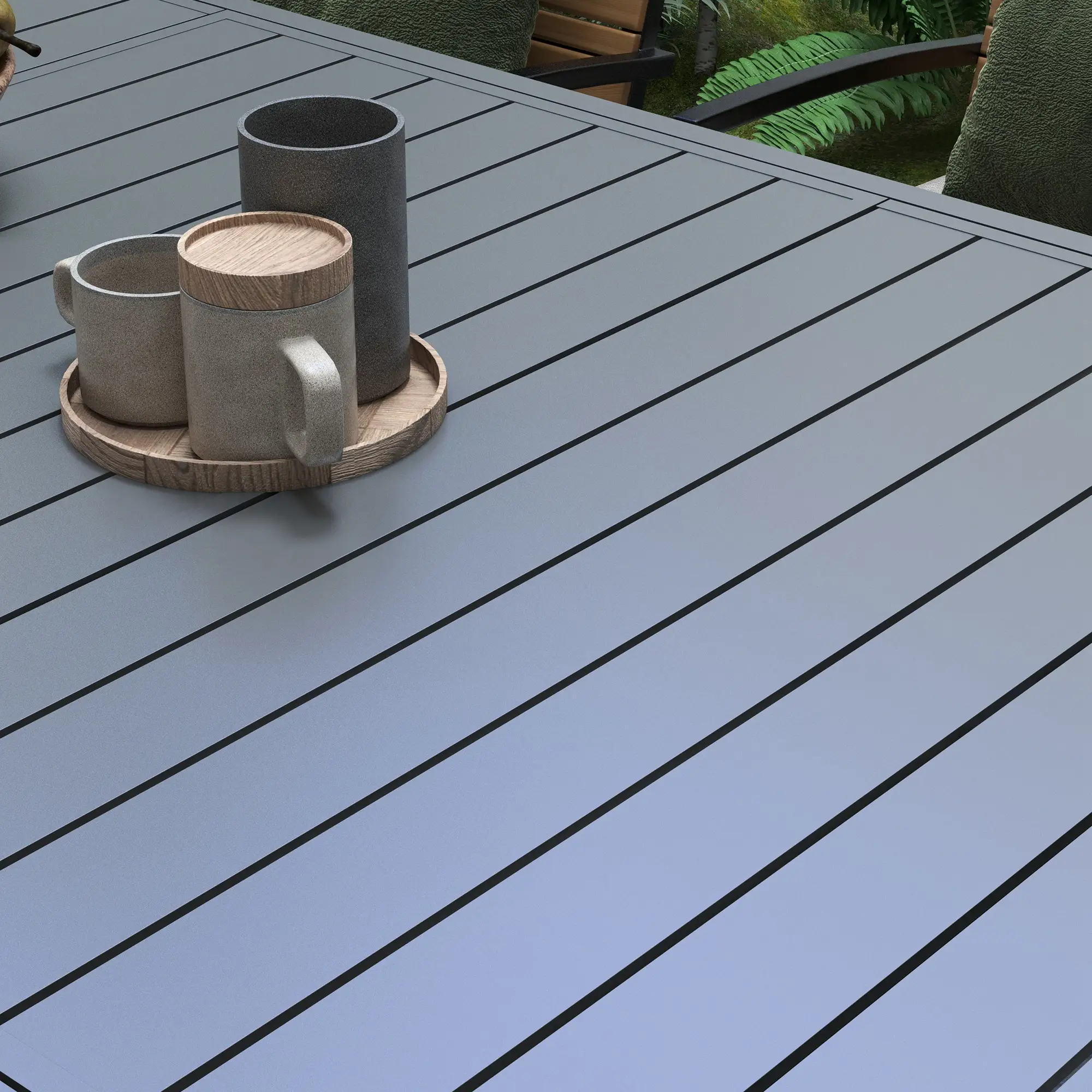 Expandable Aluminum Outdoor Dining Table, 6-8 People, Charcoal Grey - Image 10