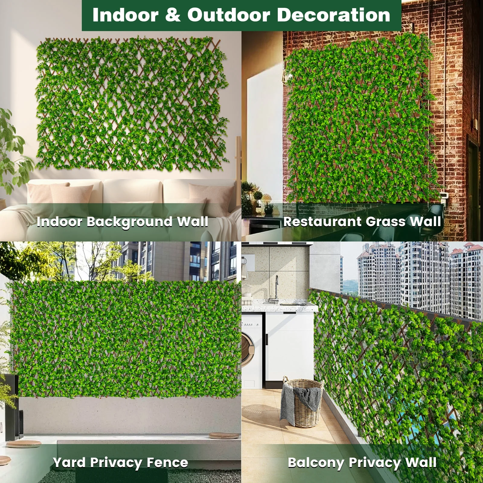 Expandable Fence Privacy Screen, Sun-Protective Artificial Hedge, Green - Image 10