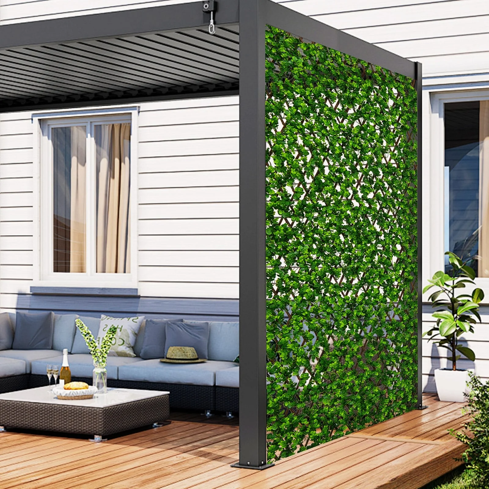 Expandable Fence Privacy Screen, Sun-Protective Artificial Hedge, Green - Image 2