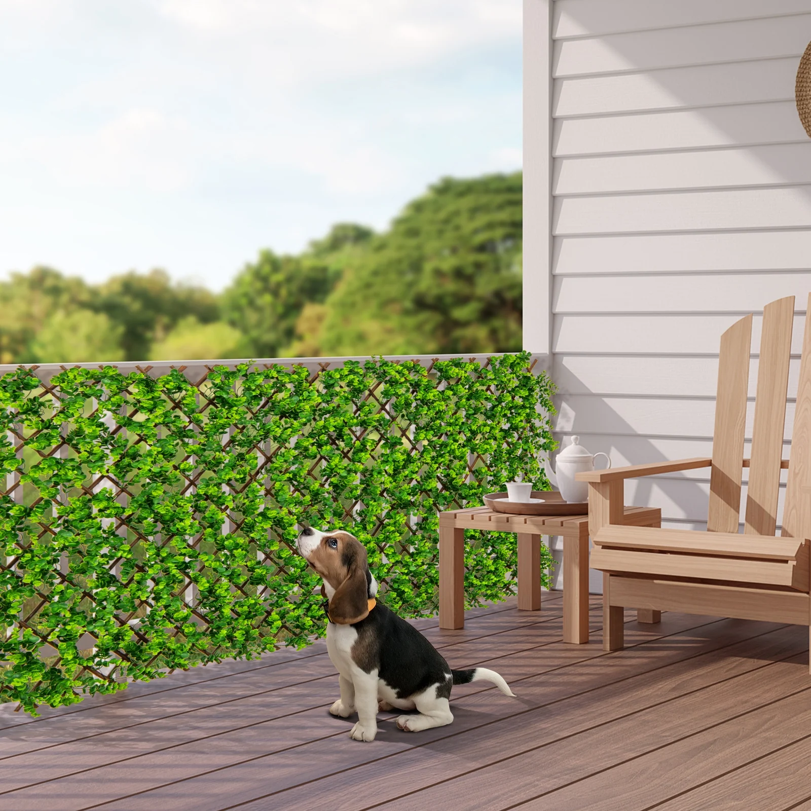 Expandable Fence Privacy Screen, Sun-Protective Artificial Hedge, Green - Image 3