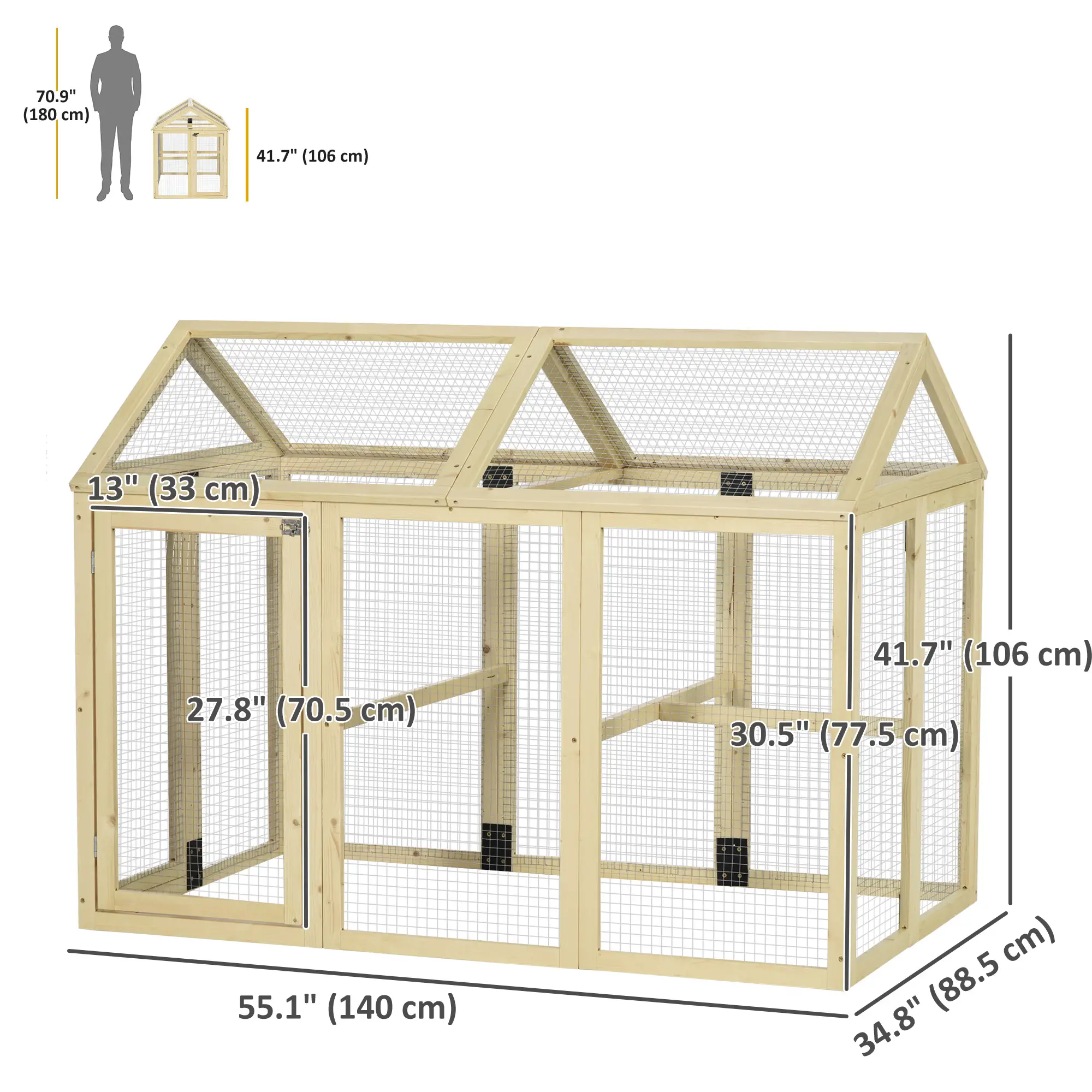 Expandable Outdoor Chicken Coop, 2 Doors, 3 Perches, 1–3 Chickens - Image 3
