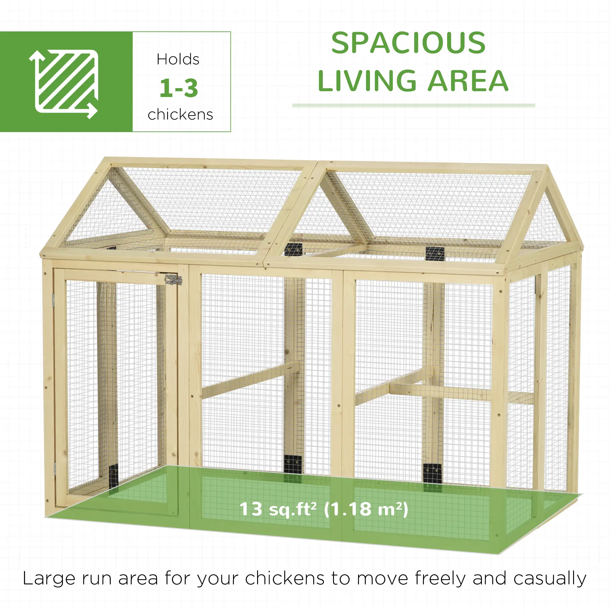 Expandable Outdoor Chicken Coop, 2 Doors, 3 Perches, 1–3 Chickens - Image 4