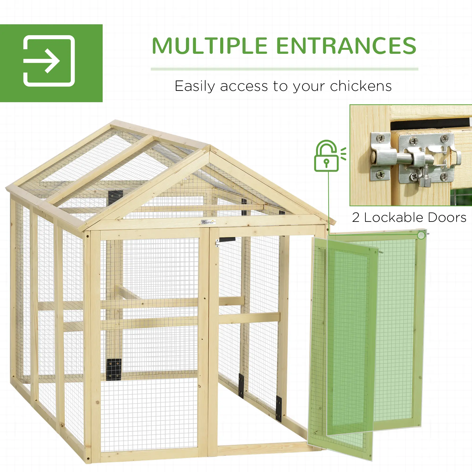 Expandable Outdoor Chicken Coop, 2 Doors, 3 Perches, 1–3 Chickens - Image 5